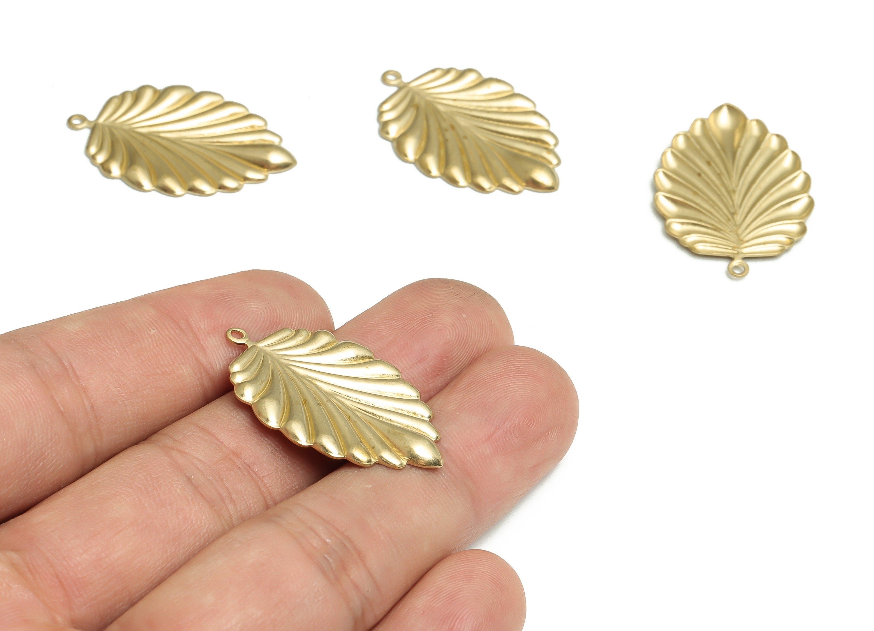 Brass Leaves Earring Charms - Raw Brass Leaf Pendant - DIYJewelry Making Supplies - 31.75x20.97x1.38mm - PP4732 - DOMEDBAZAAR