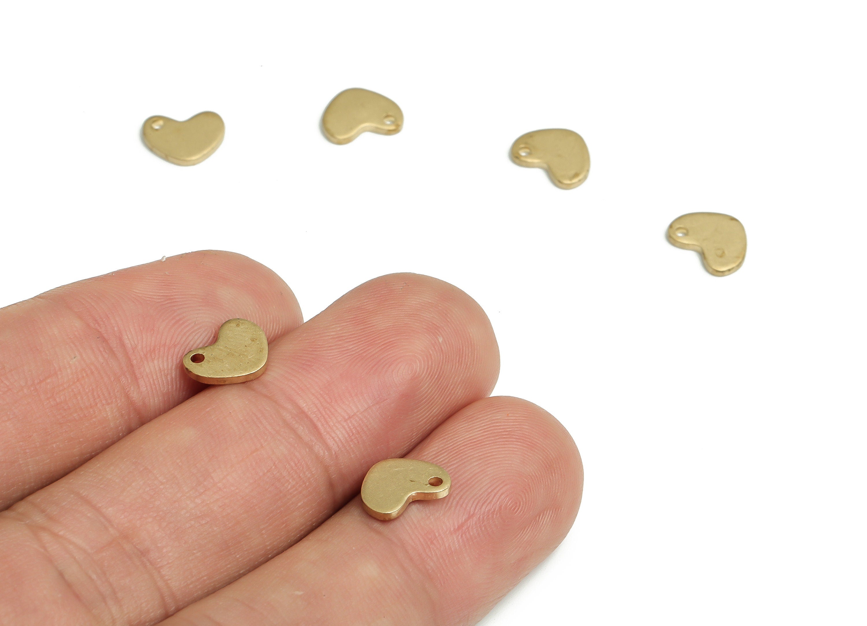 Personalized stamping blank - Brass Heart Earring Charms - Raw Brass mini Heart Pendant - Jewelry Making Supplies - 8.6x6.88x1.04mm - PP4723 - DOMEDBAZAAR