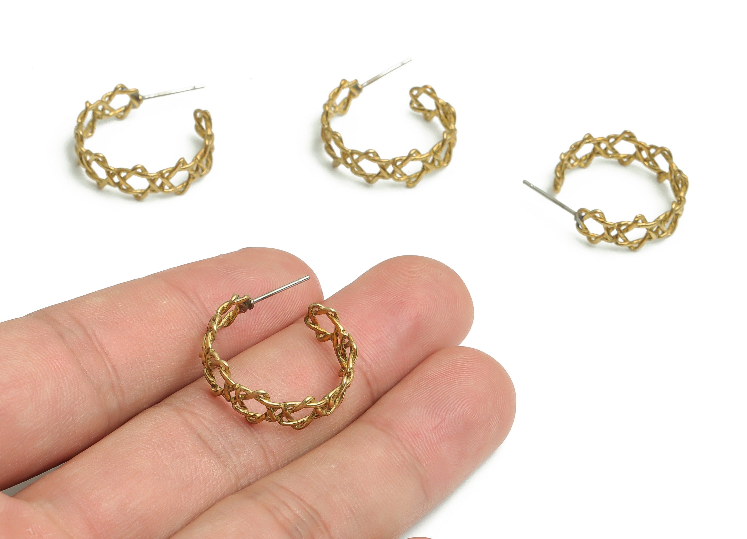 Brass C Earring Stud - Raw Brass Star Earring Post - Stainless Steel Stud -  Jewelry Making Supplies - 22.02x18.48x1.51mm - PP4819 - DOMEDBAZAAR