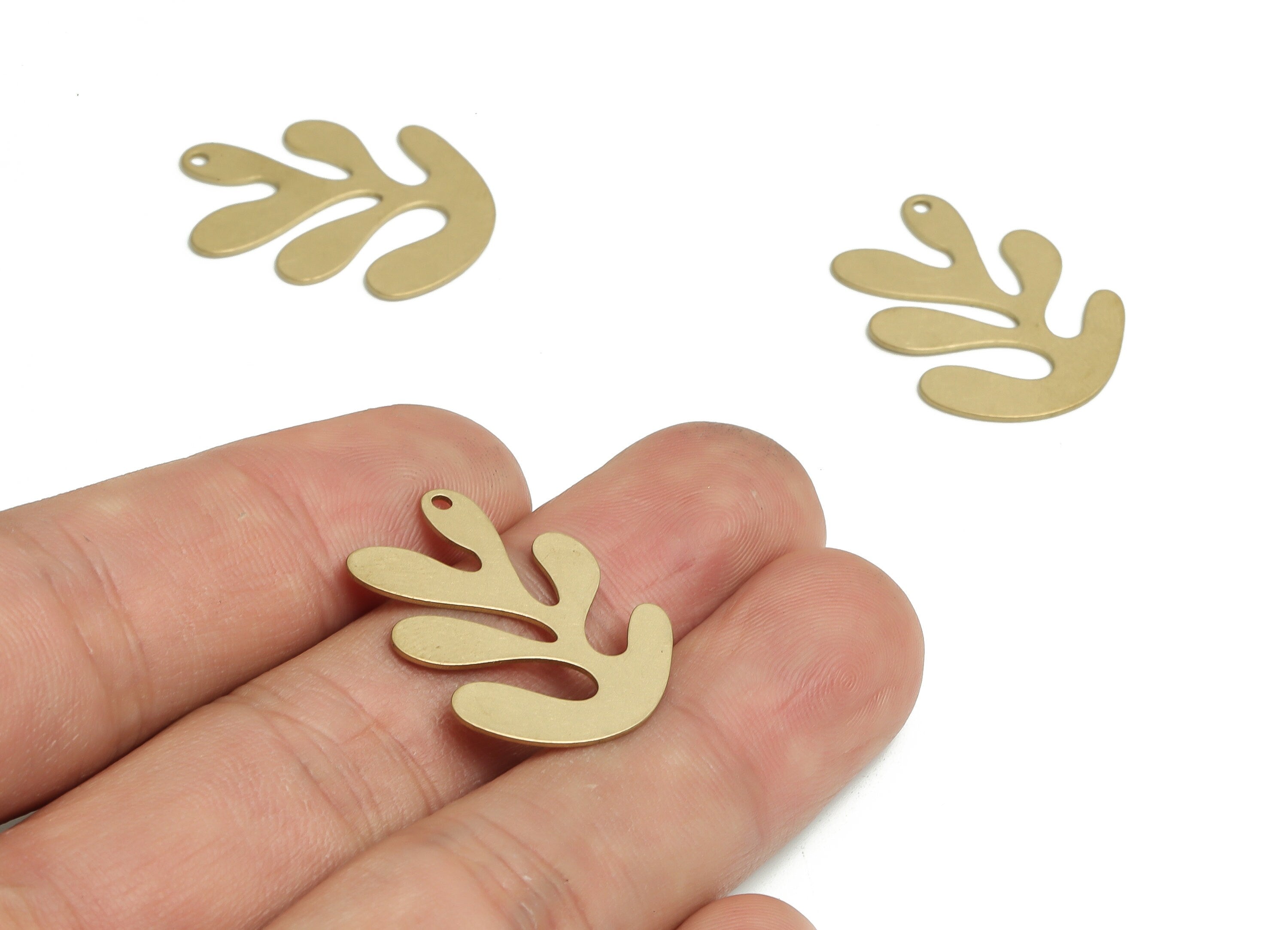 Brass Leaf Earring Charms - Raw Brass Leaf Pendant - DIY Jewelry Making Supplies - 25.53x20.28x0.58mm - PP4742 - DOMEDBAZAAR