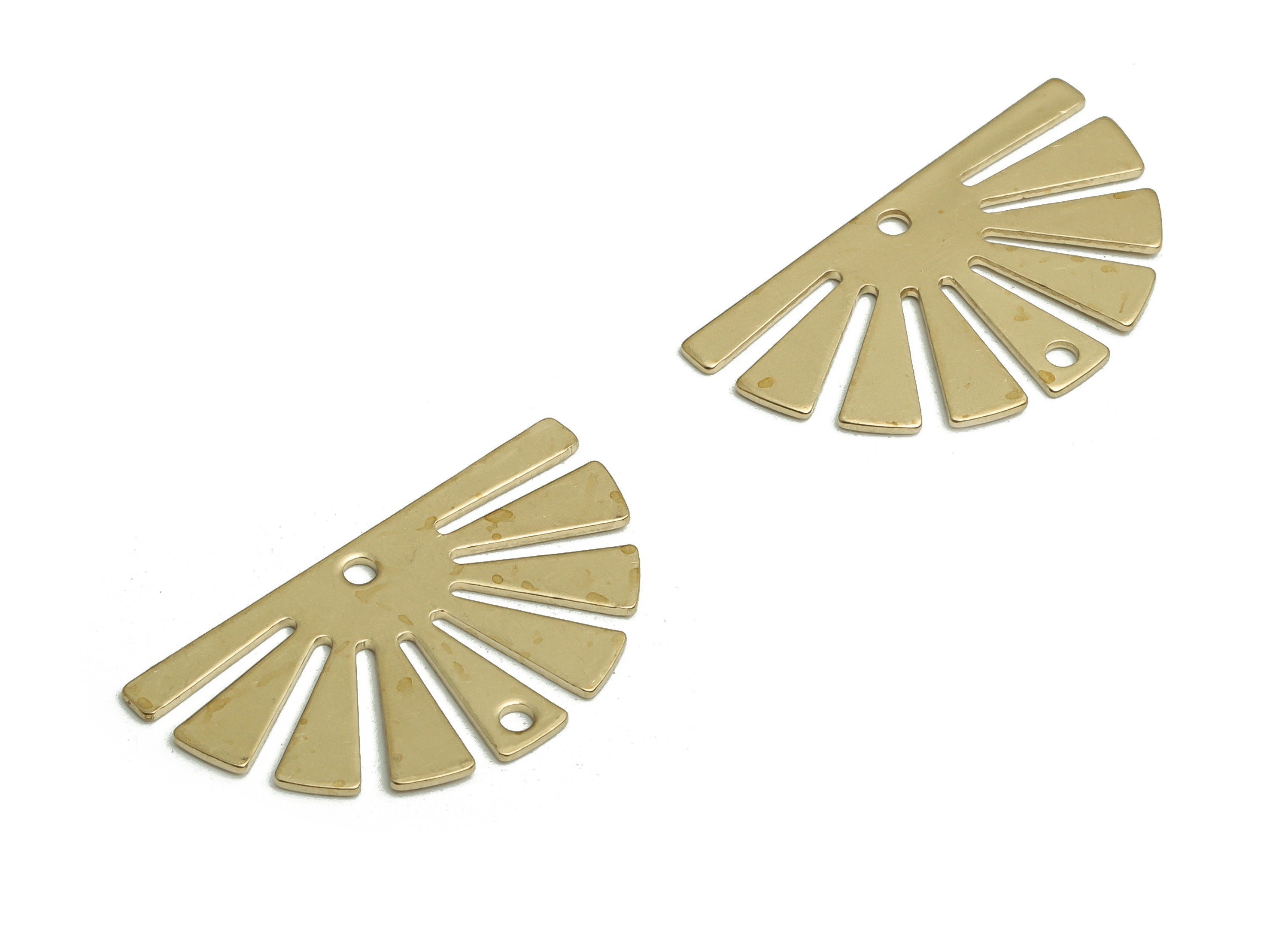 Brass Sun Earring Connectors - Raw Brass Half Sun Charms and Pendant - DIY Jewelry Making Supplies - 25.05x14.05x0.67mm - PP4719 - DOMEDBAZAAR