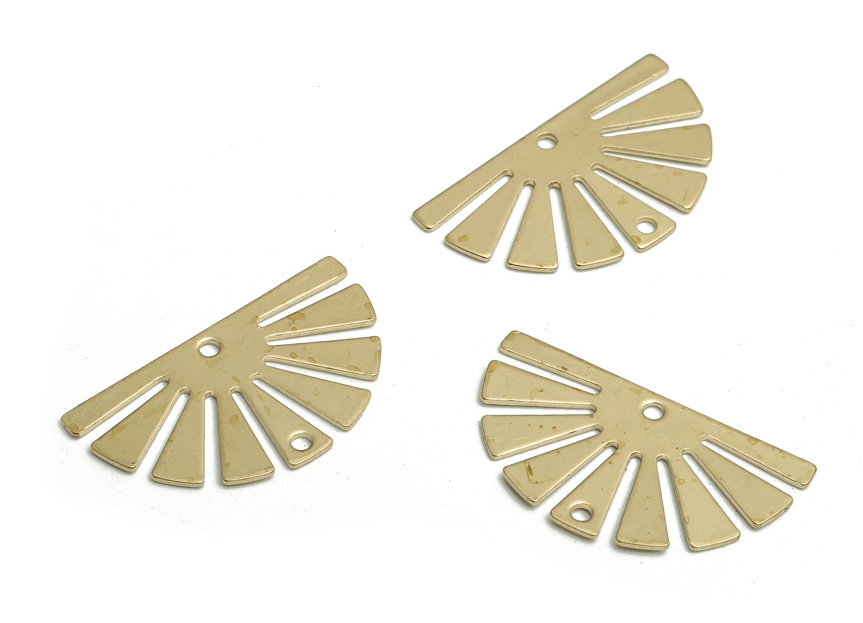 Brass Sun Earring Connectors - Raw Brass Half Sun Charms and Pendant - DIY Jewelry Making Supplies - 25.05x14.05x0.67mm - PP4719 - DOMEDBAZAAR