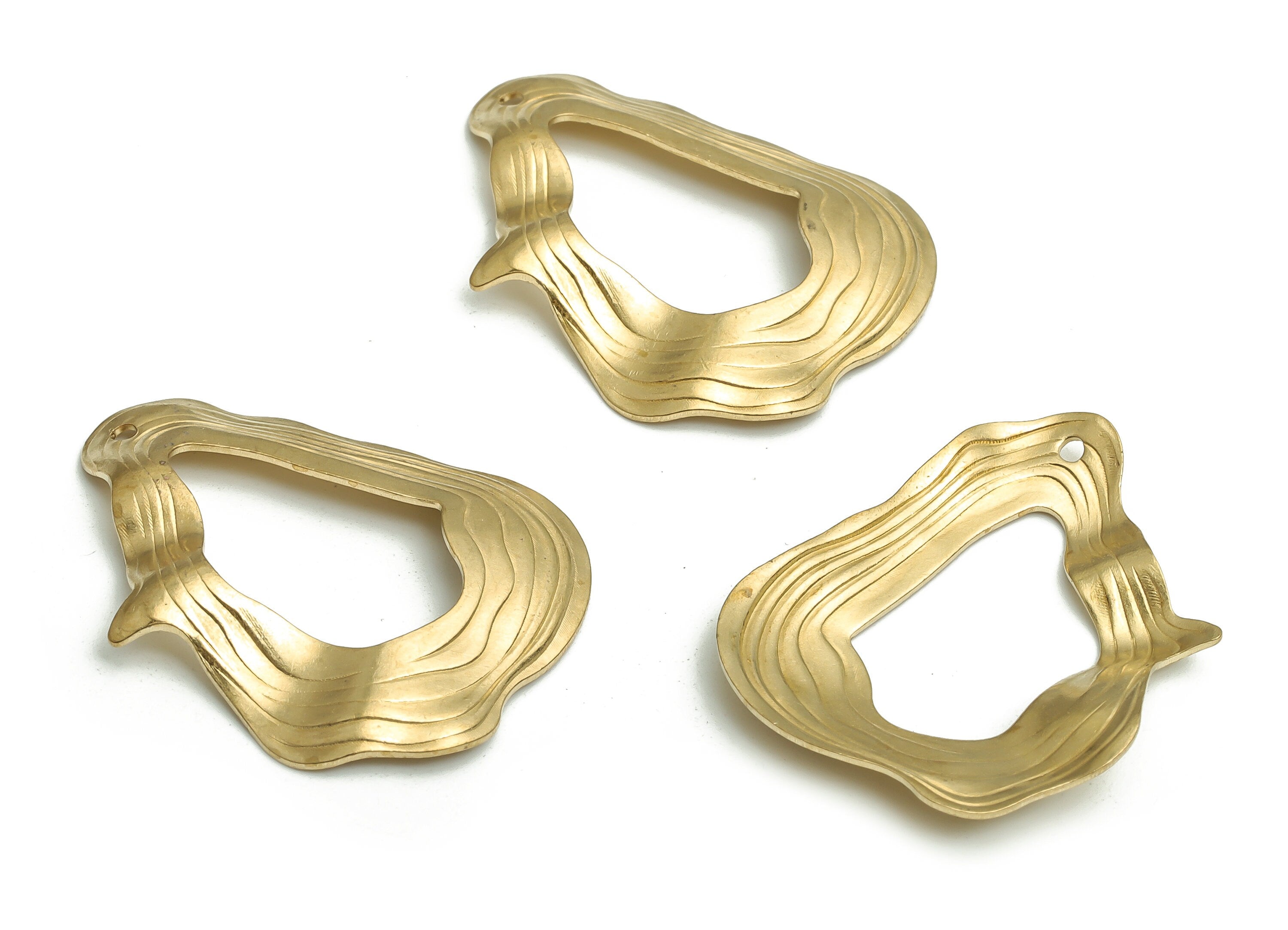 Brass Geometry Earring Charms - Raw Brass Wavy Drop Pendant - DIY Jewelry Making Supplies - 31.77x24.71x1.02mm - PP4715 - DOMEDBAZAAR