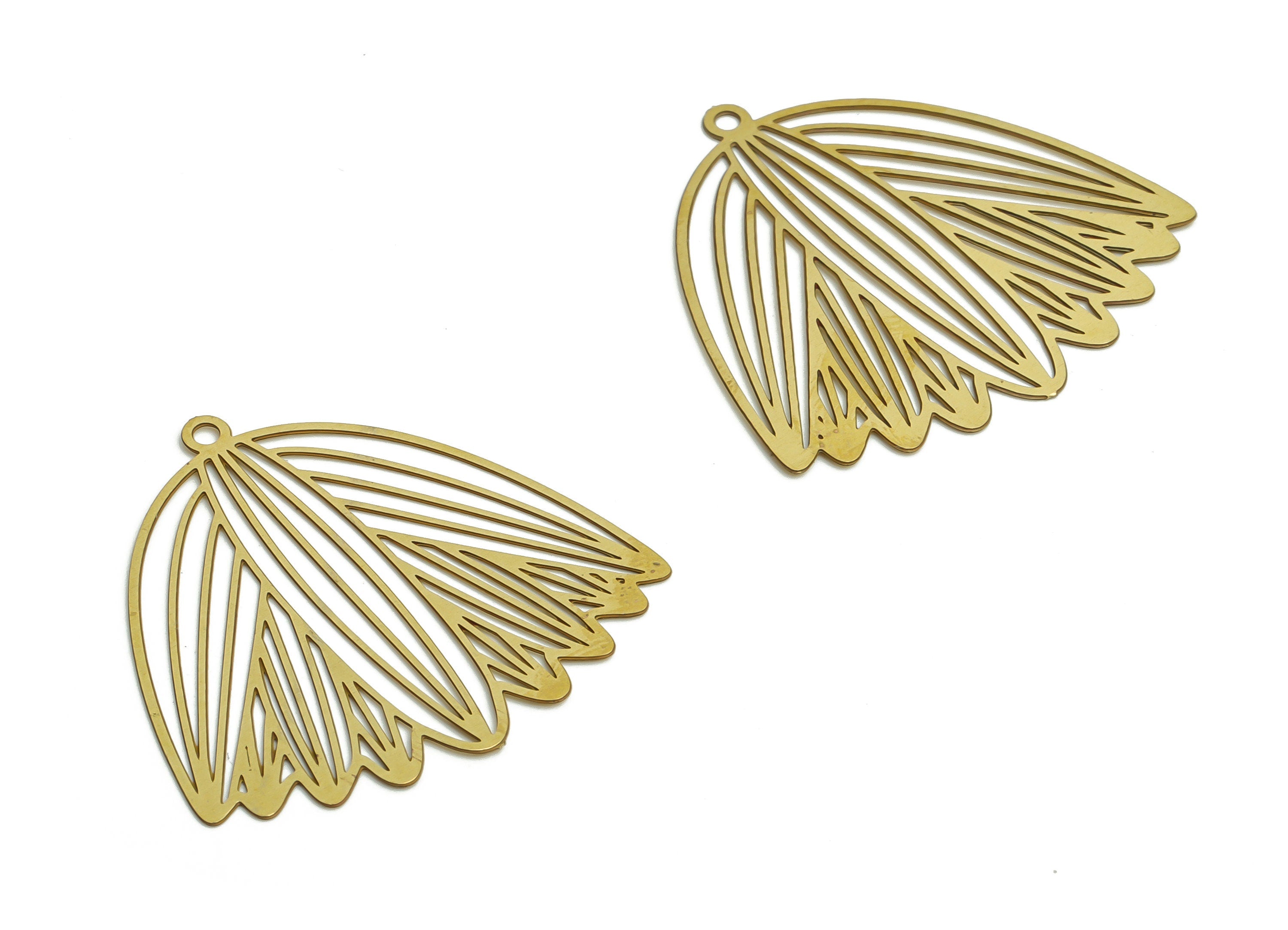 Raw Brass Flower Charm – Brass Flower Earring Charm – Flower Pendant Charm for Women - Jewellery Making Supplies - 28.5x27.2x0.3mm - JJB6835 - DOMEDBAZAAR