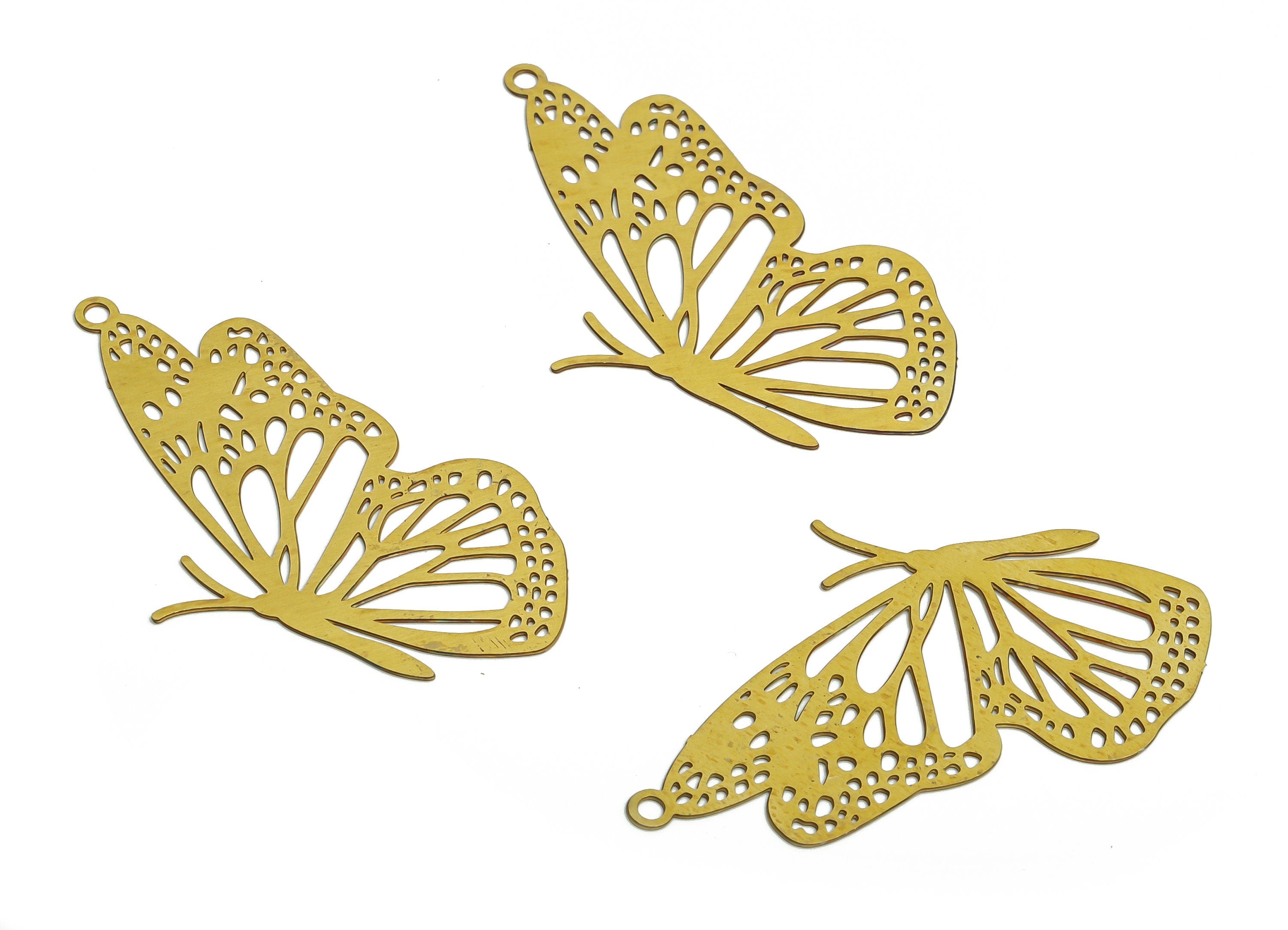 Raw Brass Butterfly Charm - Raw Brass Butterfly Pendant – Brass Butterfly Findings - DIY Earring Charm - 37.42x21.58x0.29mm - JJB6765 - DOMEDBAZAAR