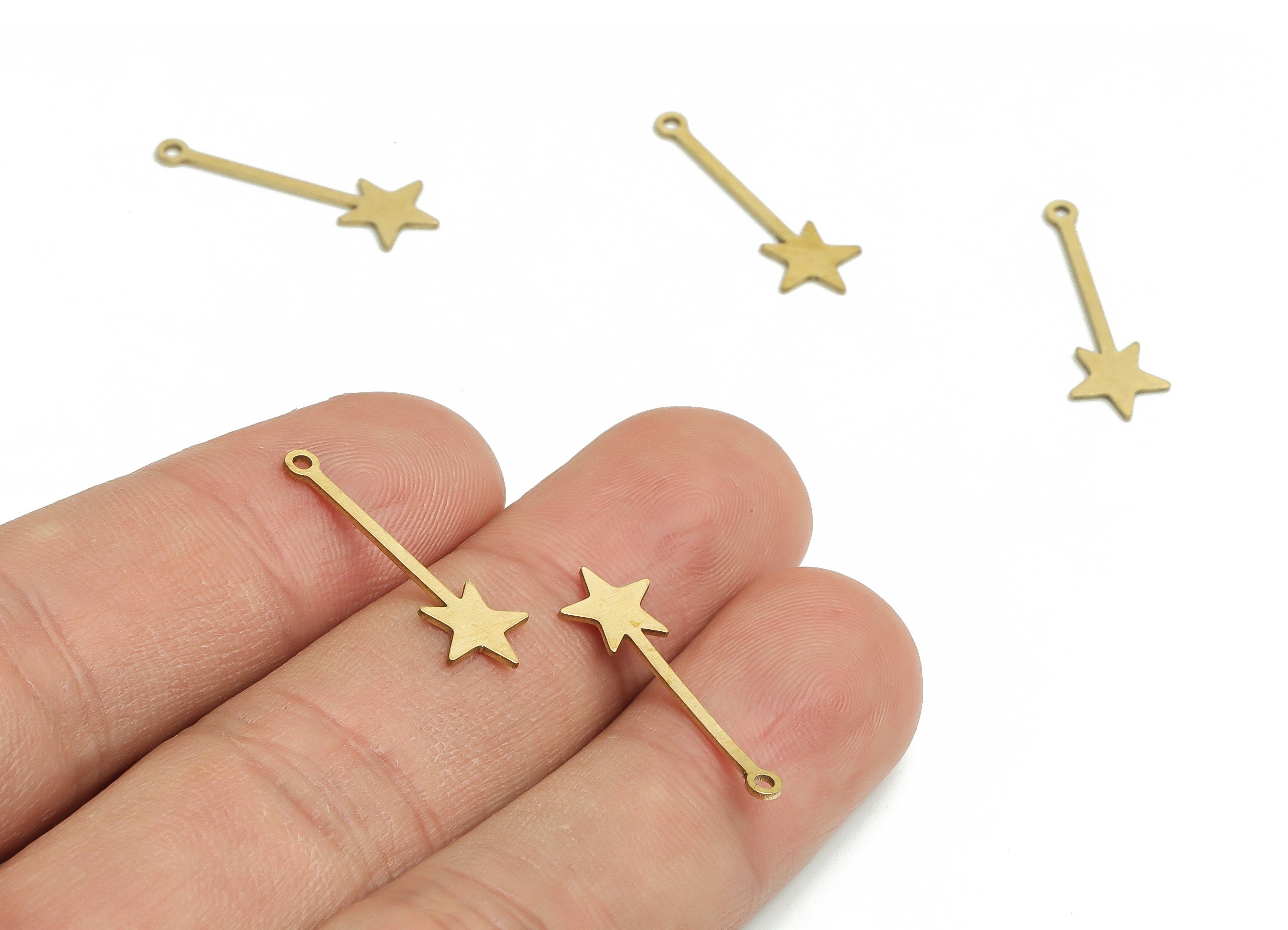 Brass Strip Star Earring Charms - Raw Brass Star Pendant - Jewelry Making Supplies - 22.94x7.7x0.64mm - PP4788 - DOMEDBAZAAR