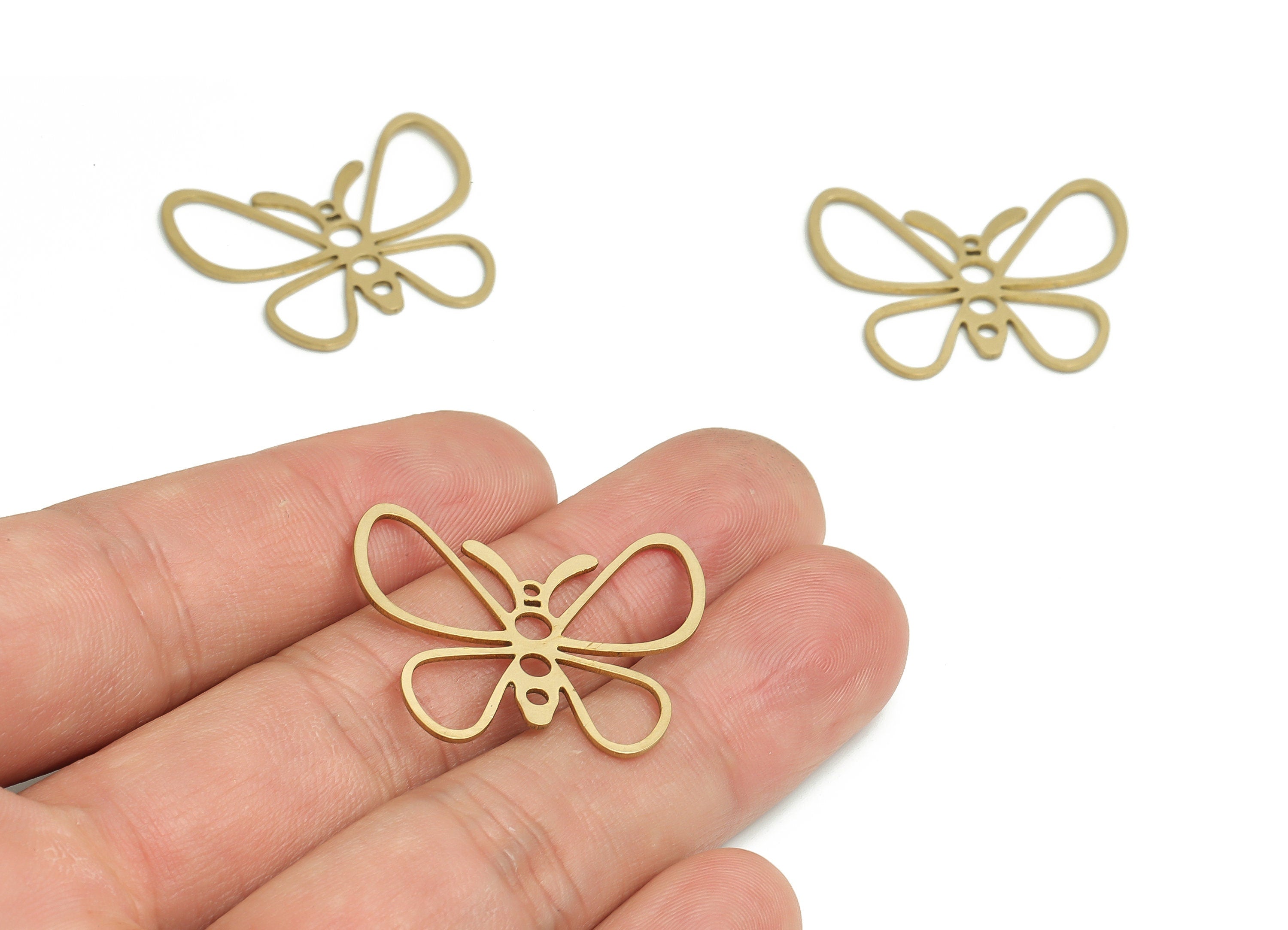 Brass Butterfly Earring Charms - Raw Brass Butterfly Pendant - DIY Jewelry Making Supplies - 29.65x25.63x0.69mm - PP4624 - DOMEDBAZAAR