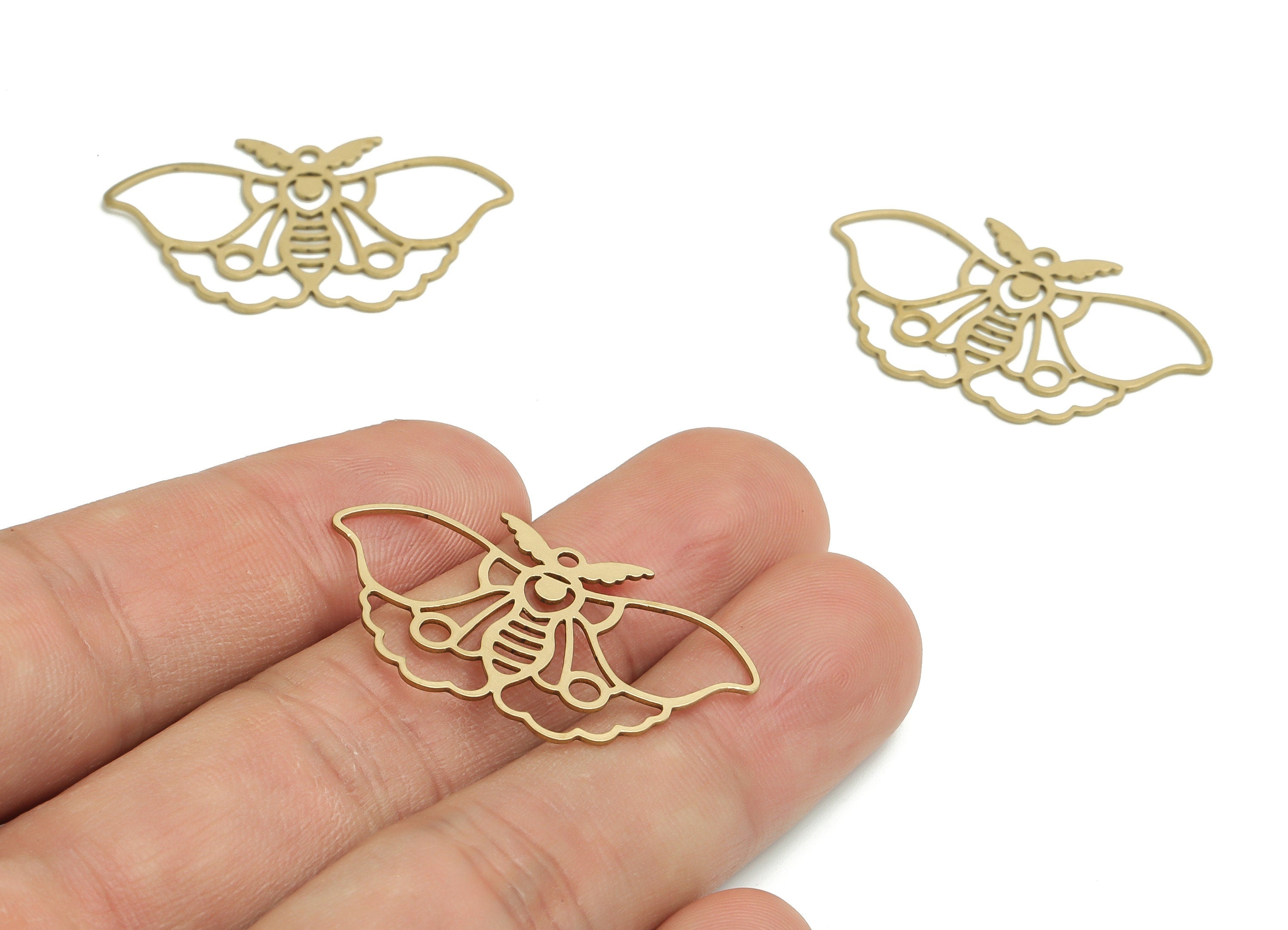 Brass Butterfly Earring Charms - Raw Brass Hollow Butterfly Pendant - DIY Jewelry Making Supplies - 35.44x21.05x0.58mm - PP4765 - DOMEDBAZAAR