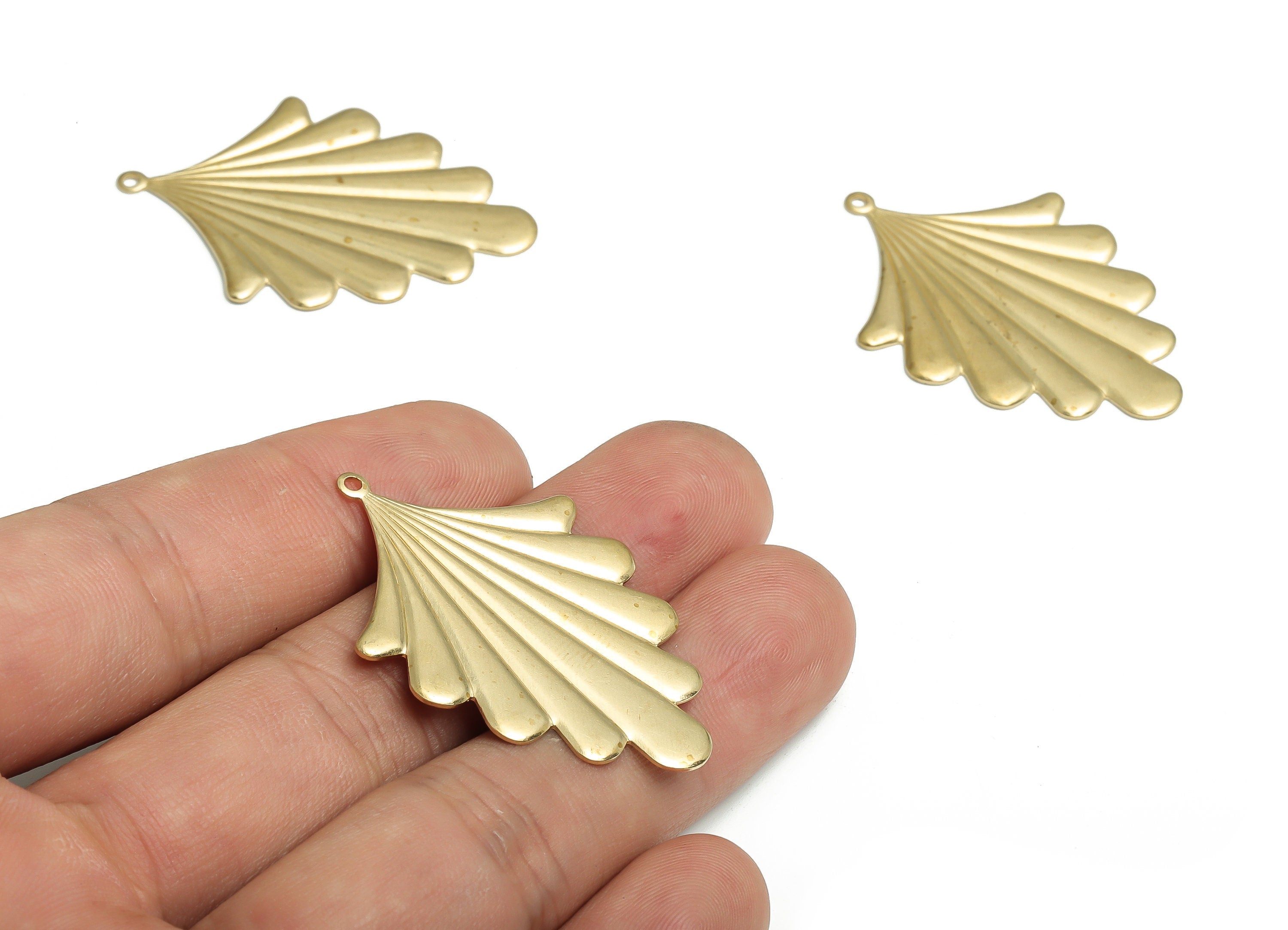 Brass Leaves Earrings Charms - Raw Brass Leaves Pendant Charm - DIY Jewelry Making Supplies - 41.52x29.94x1.03mm - PP4731 - DOMEDBAZAAR