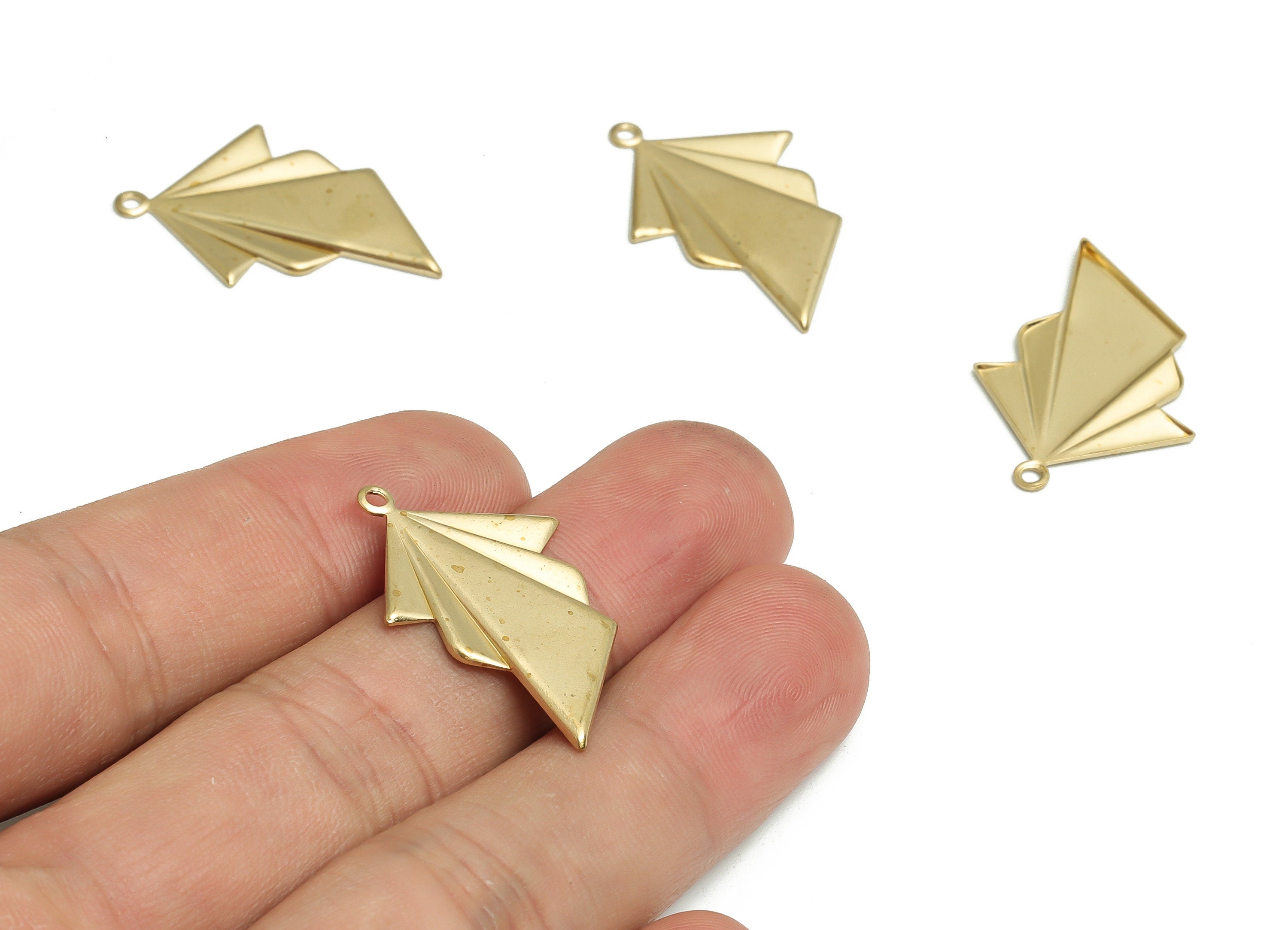Brass Triangles Earring Charms - Raw Brass Triangles Pendant - Geometric Charm - Jewelry Making Supplies - 29.68x19.87x1.21mm - PP4724 - DOMEDBAZAAR