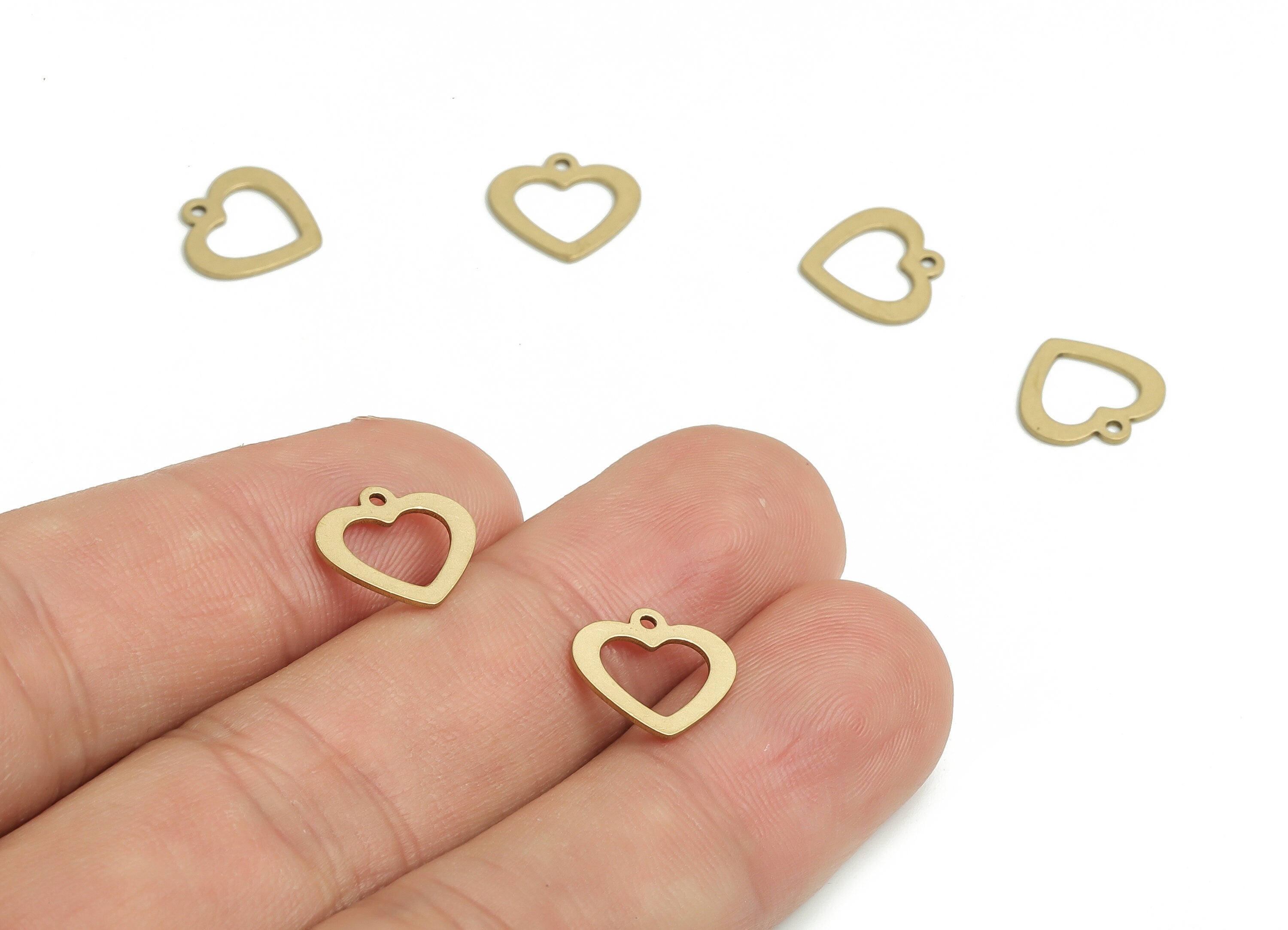 Brass Heart Earring Charms - Raw Brass Heart Pendant - Jewelry Making Supplies - 11.36x10.72x0.59mm - PP4805 - DOMEDBAZAAR