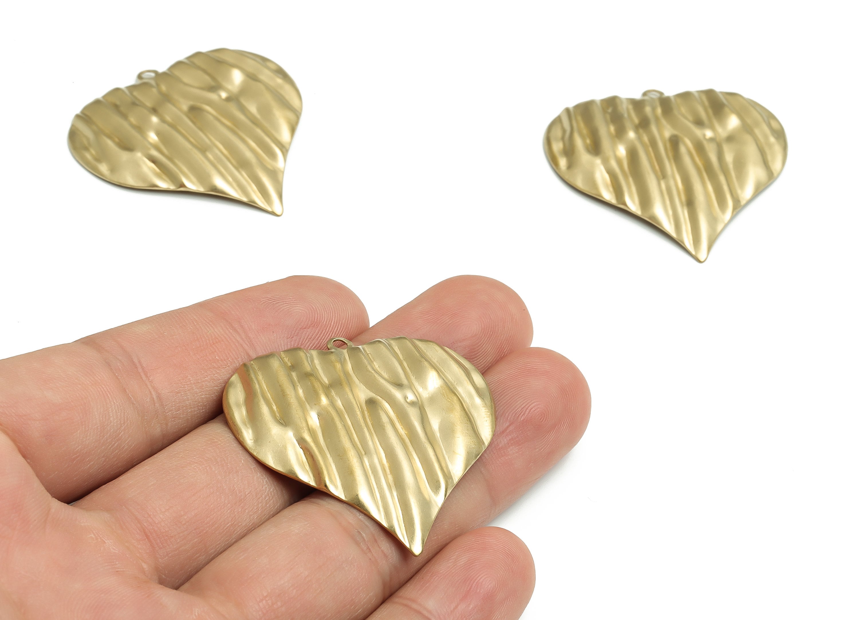 Brass Heart Earring Charms - Raw Brass Heart Necklace Pendant Charm - Jewelry Making Supplies - 39.2x39.04x2.54mm - PP4721 - DOMEDBAZAAR