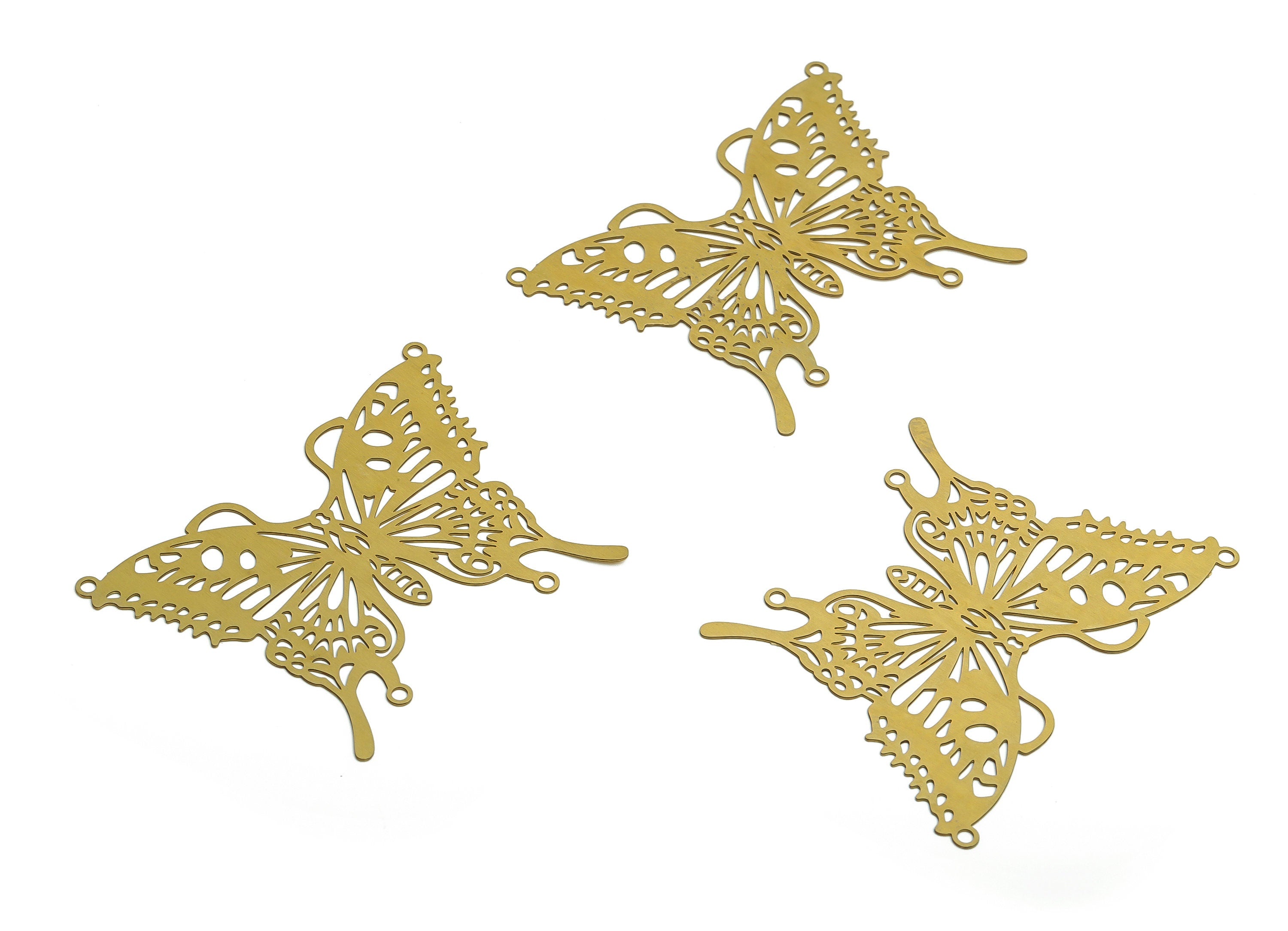 Raw Brass Butterfly Earrings Charm - Raw Brass Butterfly Pendant Charms - DIY Earring Charm - 47.83x36.52mx0.29mm - JJB6772 - DOMEDBAZAAR