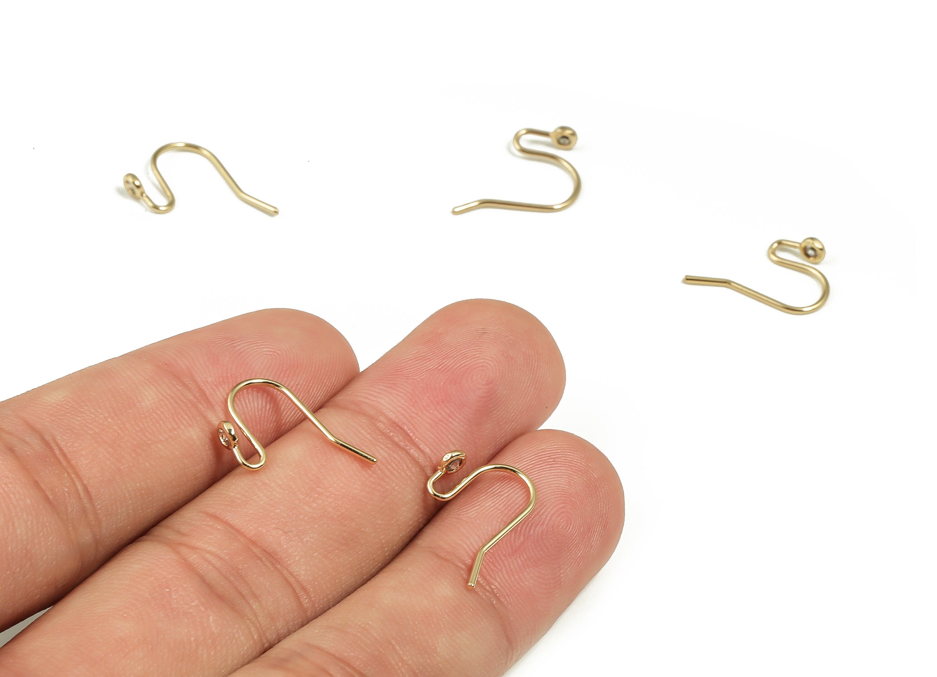18K Real Gold Plated Brass Earring Wire - Brass Ear Wire - Earring Findings- Gold Earring Wire- Jewelry Supplies- 16.33x9.86x0.74mm- RGP4044 - DOMEDBAZAAR