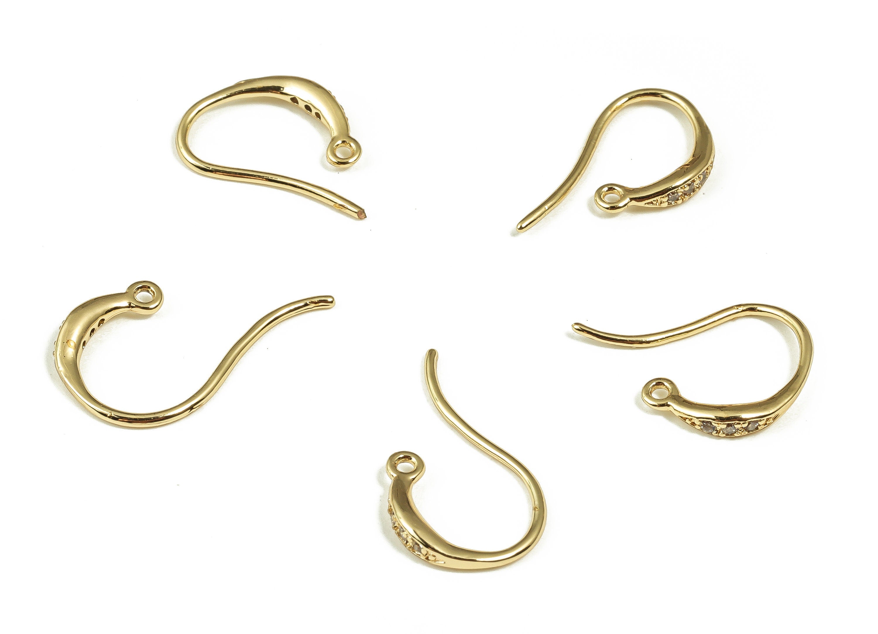 18K Real Gold Plated Brass Earring Wire - Brass Ear Wire - Earring Findings- Snake Earring Wire- Jewelry Supplies- 16.26x9.58x2.07mm-RGP4045 - DOMEDBAZAAR