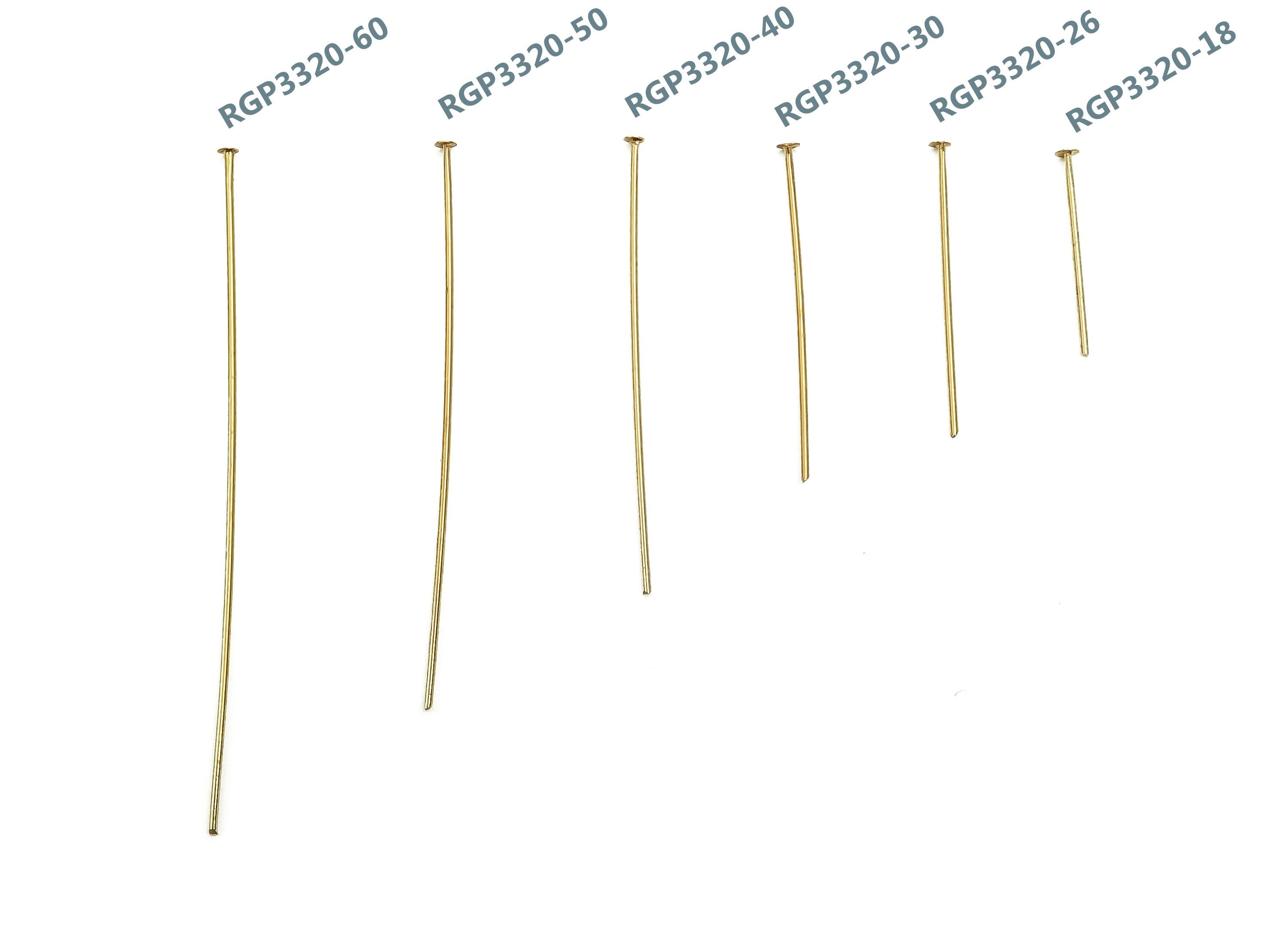 Brass Head Pin Findings - Gold Head Pin - DIY Gold Jewelry Pins - 18K Real Gold Plated Brass - Jewelry Supplies - 60.53x0.7mm - RGP3320-60 - DOMEDBAZAAR