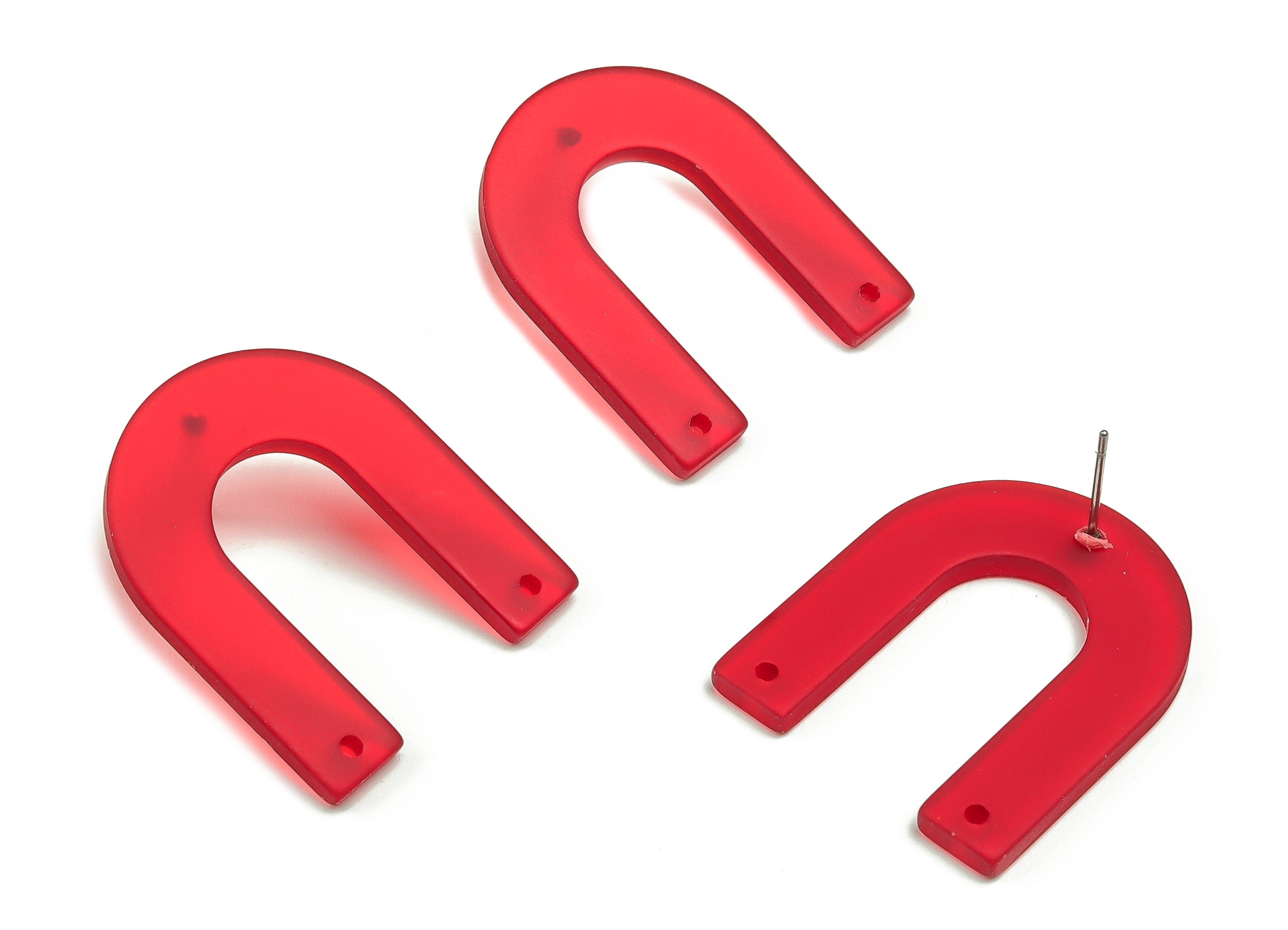 Acrylic U Earring Post - Geometry Acrylic Earring Stud - Earring Post - Jewelry Supplies- Color Code:A700- 32.37x27.14x2.78mm - AC1886-A700 - DOMEDBAZAAR