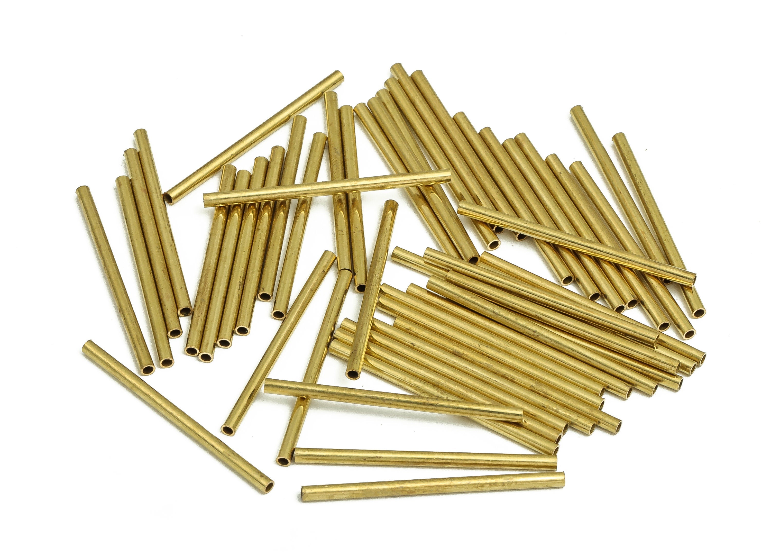 Round Brass Himmeli Tubes - Raw Brass Himmeli DIY Tube Beads - Circle Pipes for Geometric Shapes - For Air Plants -1.5x0.2x25mm- PP4567-25 - DOMEDBAZAAR