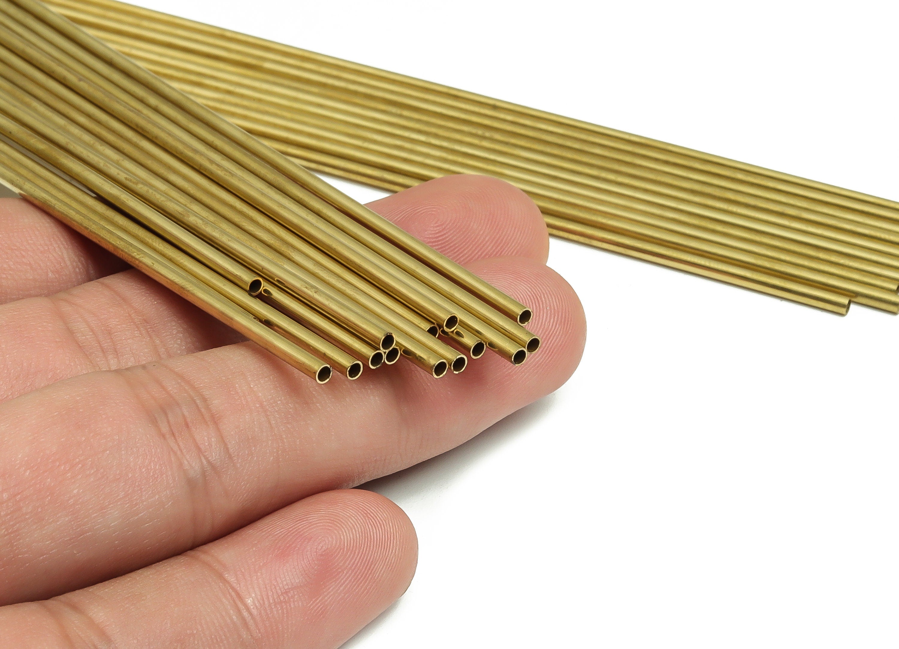 Round Brass Himmeli Tubes - Raw Brass Himmeli DIY Tube Beads - Circle Pipes for Geometric Shapes - For Air Plants -2x0.2x160mm- PP4568-160 - DOMEDBAZAAR
