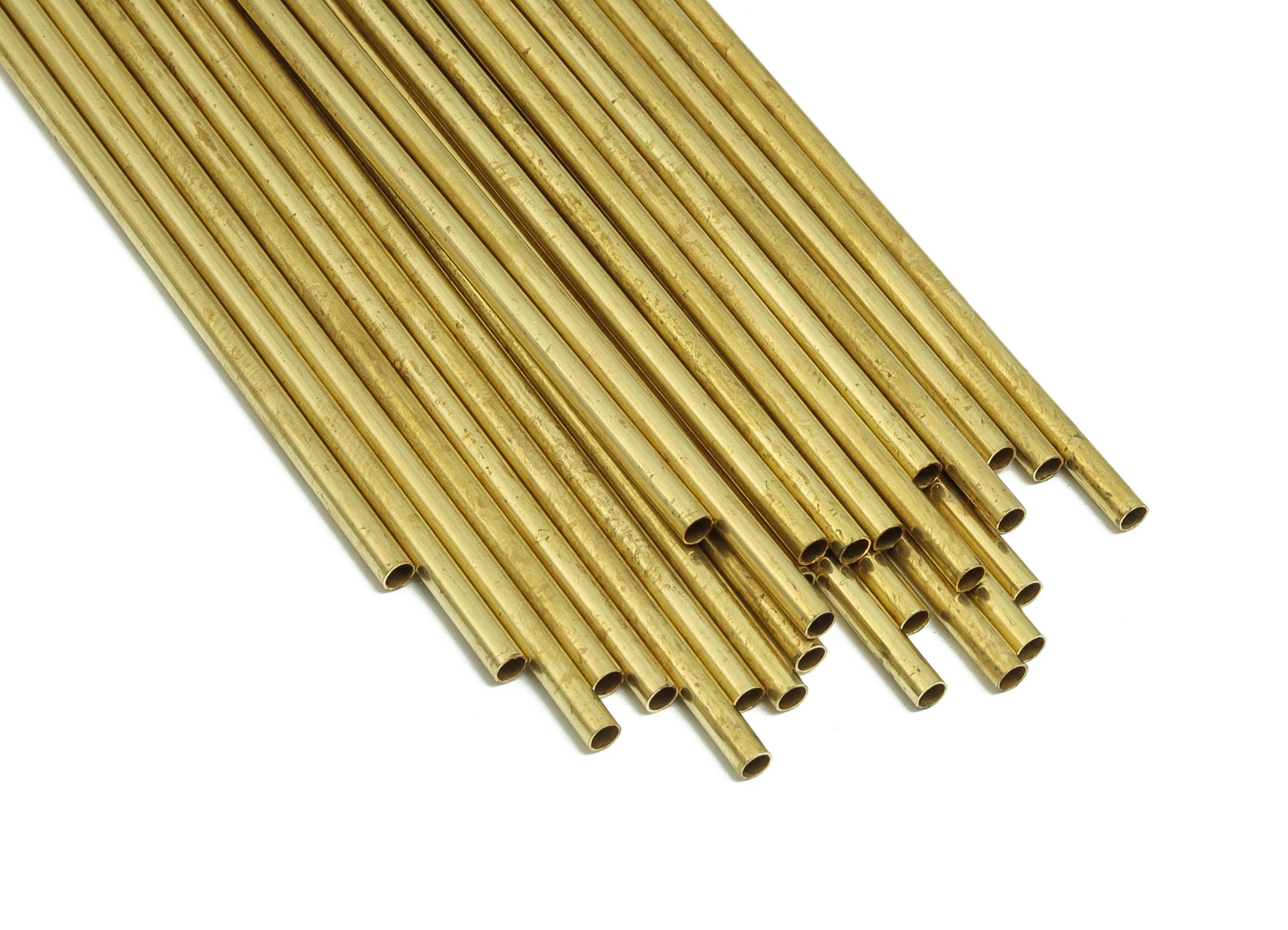 Round Brass Himmeli Tubes - Raw Brass Himmeli DIY Tube Beads - Circle Pipes for Geometric Shapes - For Air Plants -2.5x0.2x200mm- PP4569-200 - DOMEDBAZAAR