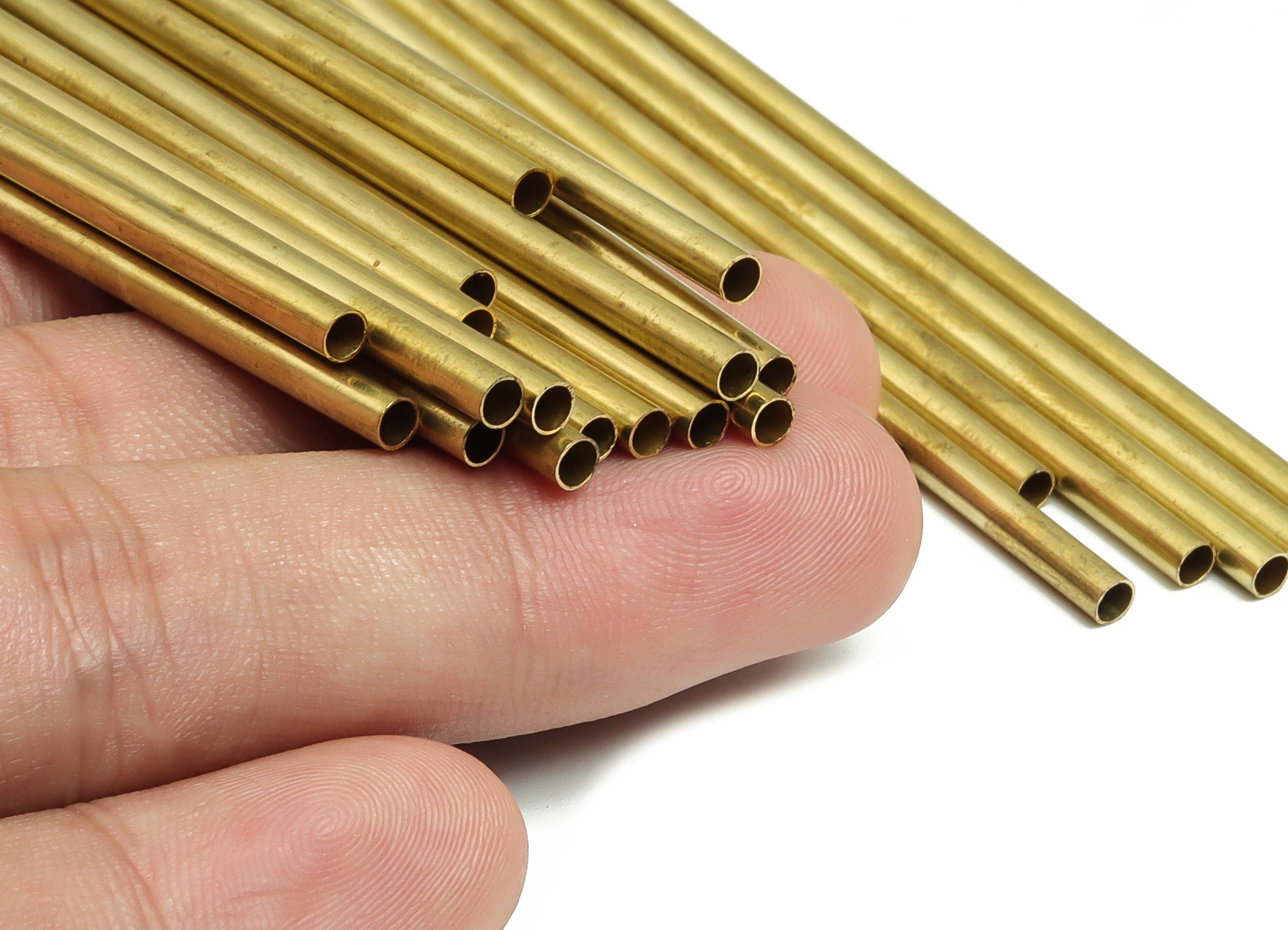 Round Brass Himmeli Tubes - Raw Brass Himmeli DIY Tube Beads - Circle Pipes for Geometric Shapes - For Air Plants -3x0.2x225mm- PP4570-225 - DOMEDBAZAAR