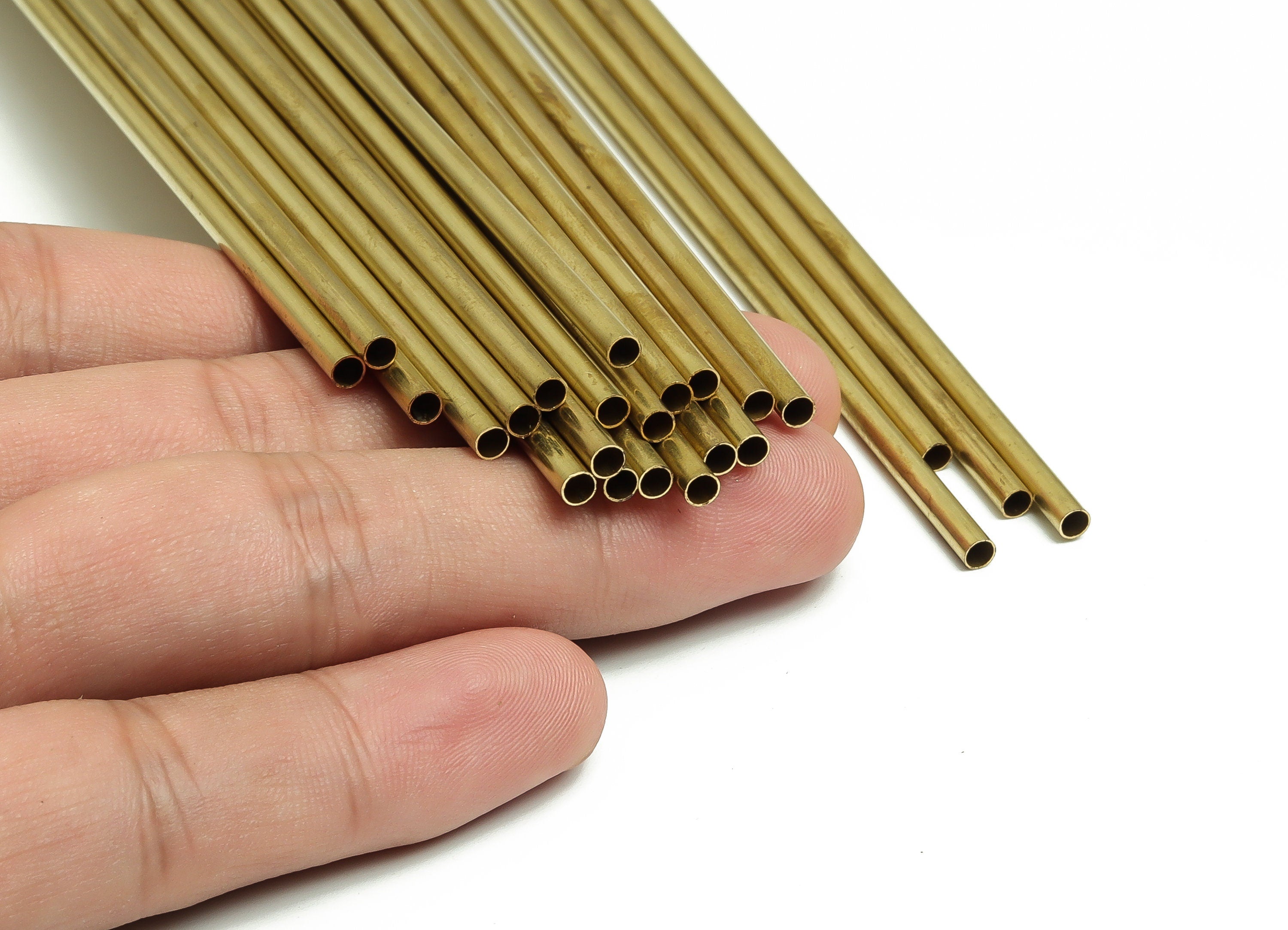 Round Brass Himmeli Tubes - Raw Brass Himmeli DIY Tube Beads - Circle Pipes for Geometric Shapes - For Air Plants -3x0.2x275mm- PP4570-275 - DOMEDBAZAAR