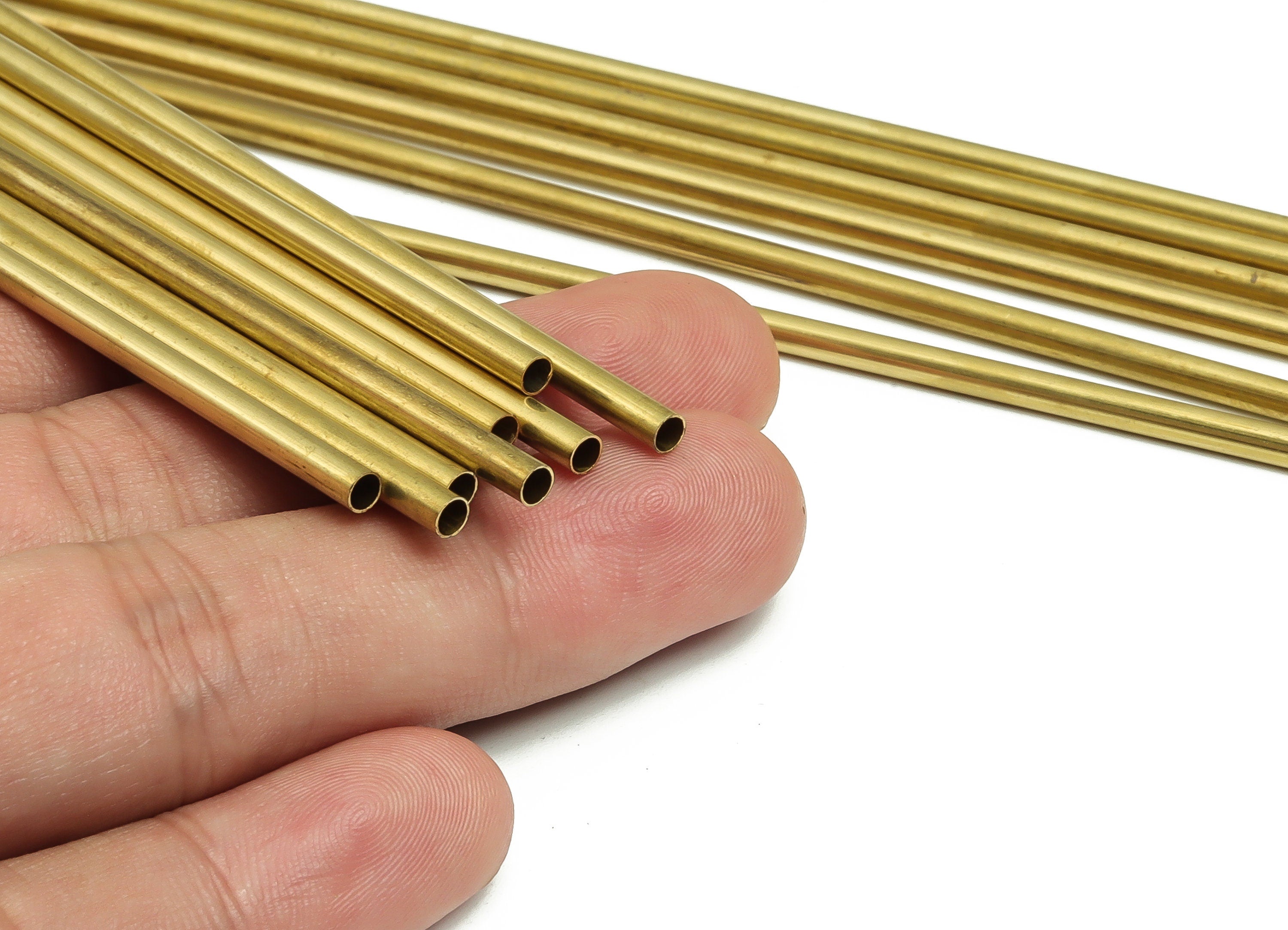 Round Brass Himmeli Tubes - Raw Brass Himmeli DIY Tube Beads - Circle Pipes for Geometric Shapes - For Air Plants -3x0.2x325mm- PP4570-325 - DOMEDBAZAAR