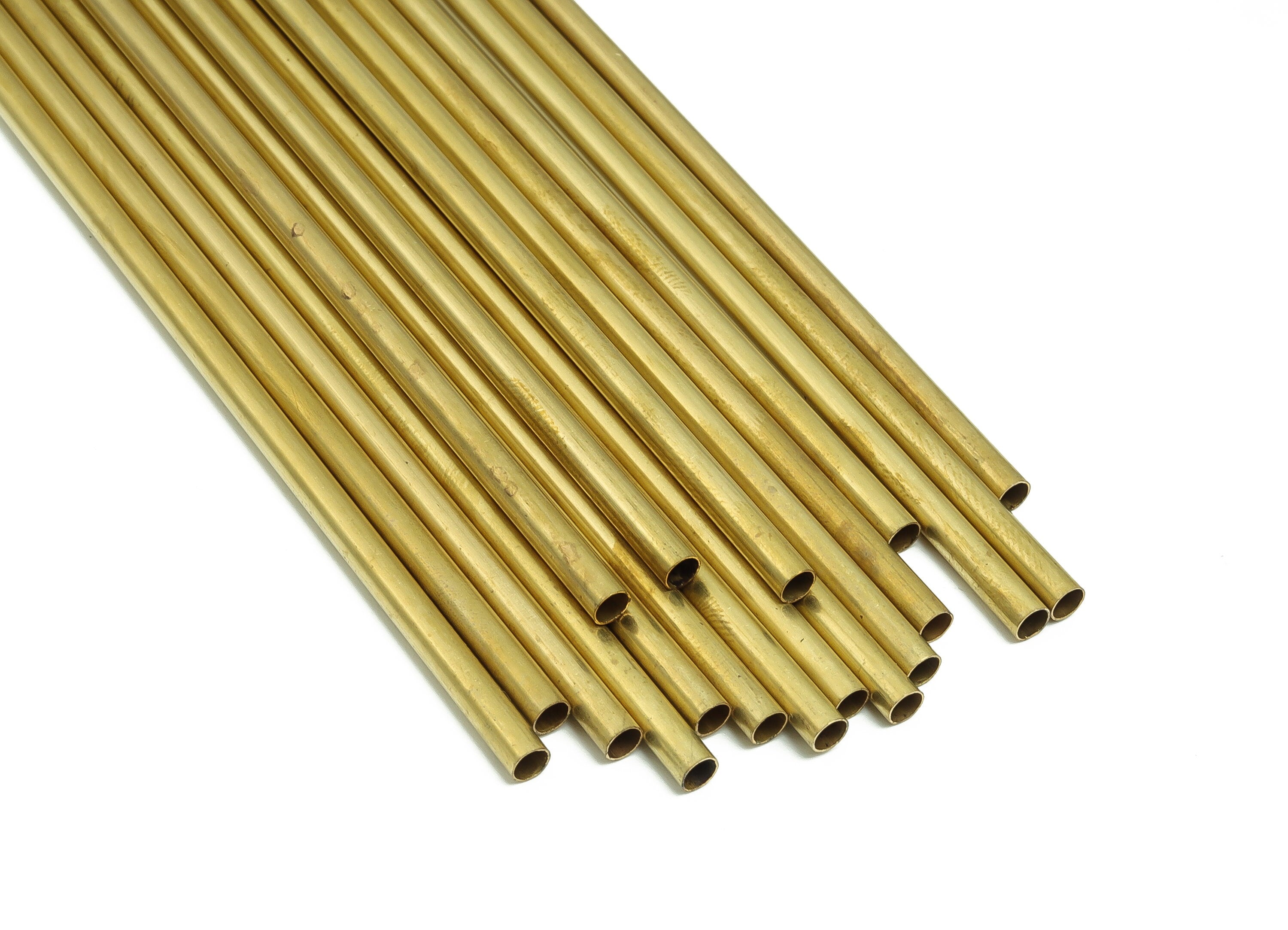 Round Brass Himmeli Tubes - Raw Brass Himmeli DIY Tube Beads - Circle Pipes for Geometric Shapes - For Air Plants -3.5x0.2x300mm- PP4571-300 - DOMEDBAZAAR