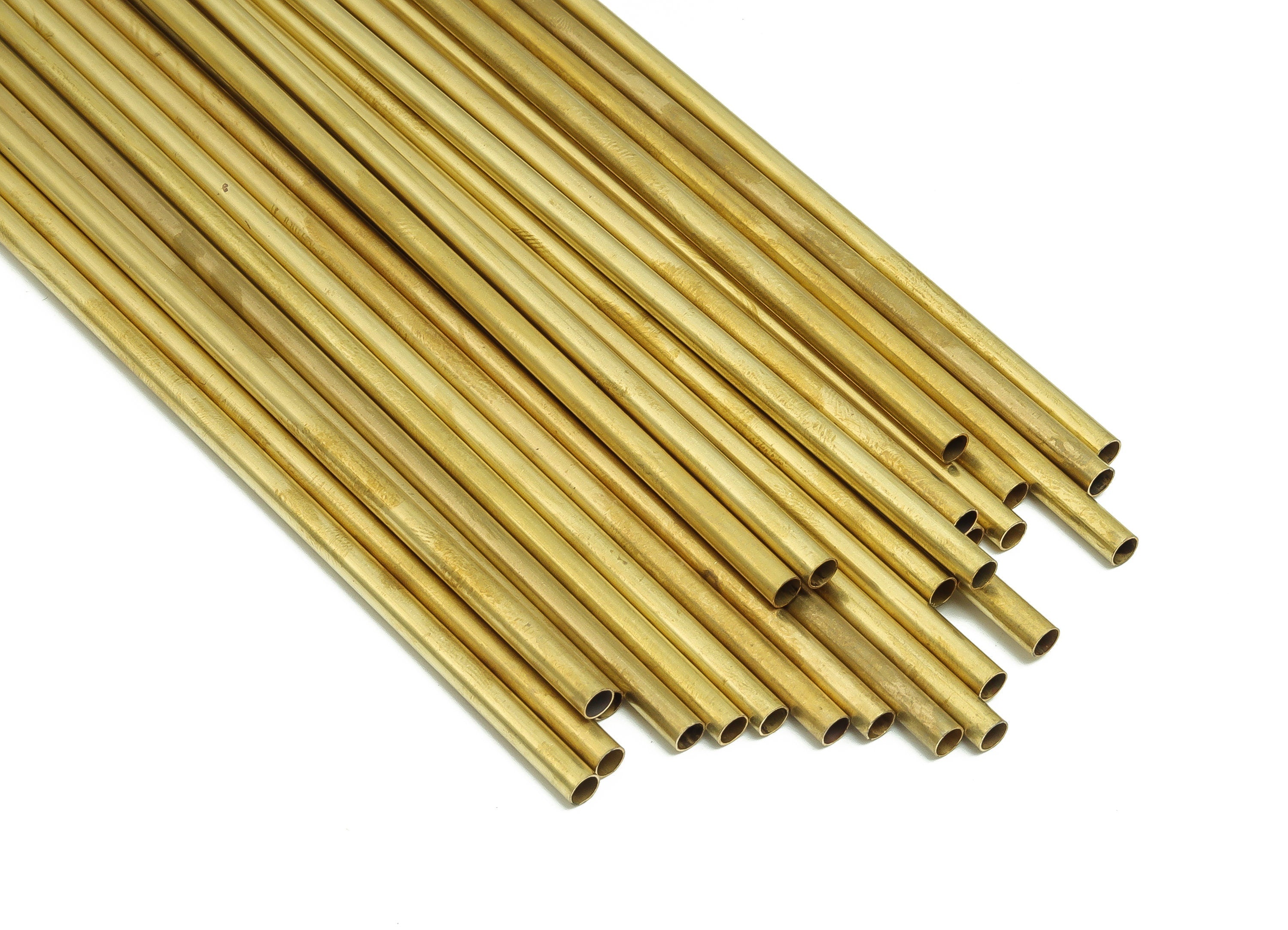 Round Brass Himmeli Tubes - Raw Brass Himmeli DIY Tube Beads - Circle Pipes for Geometric Shapes - For Air Plants -3.5x0.2x400mm- PP4571-400 - DOMEDBAZAAR