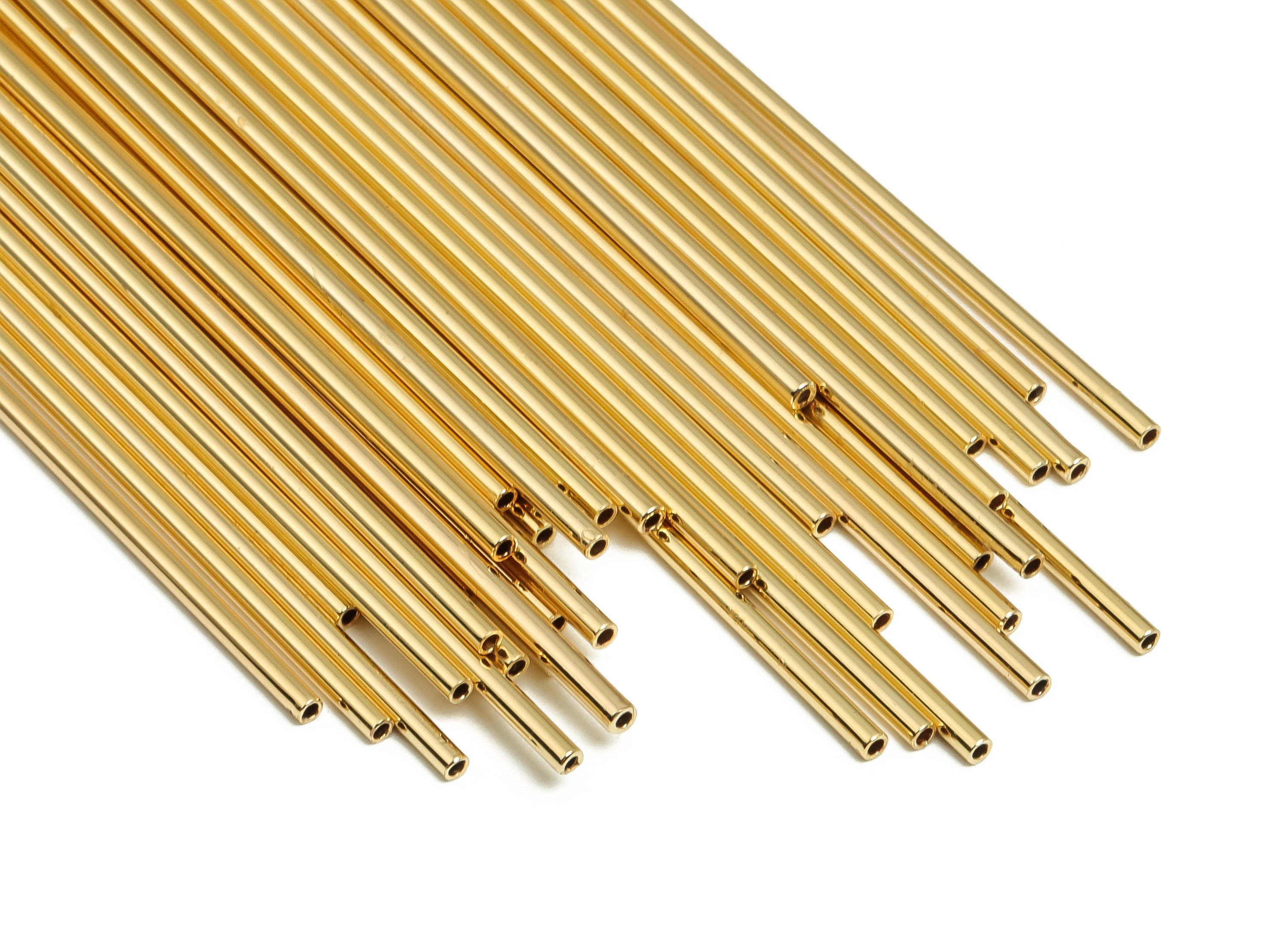 Brass Himmeli Tubes - Brass Himmeli DIY Tube Beads - Geometric Shapes - For Air Plants - 18k Real Gold Plated Brass -1.5x0.2x80mm-RGP4047-80 - DOMEDBAZAAR
