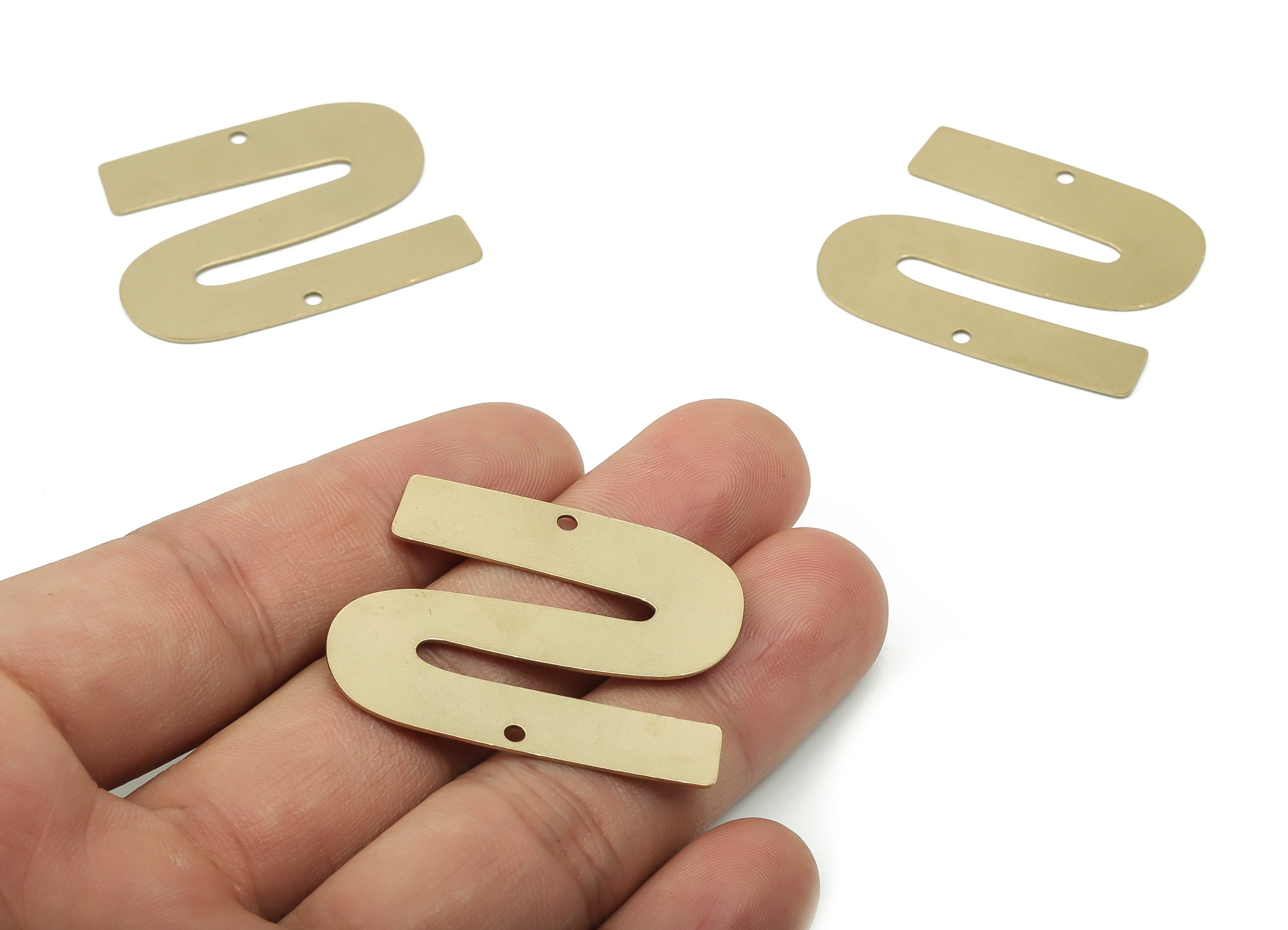 Personalized stamping blank - Brass S Earring Connector - Raw Brass U Charms and Pendant - Jewelry Supplies - 38.03x30.59x0.63mm - PPA0004 - DOMEDBAZAAR