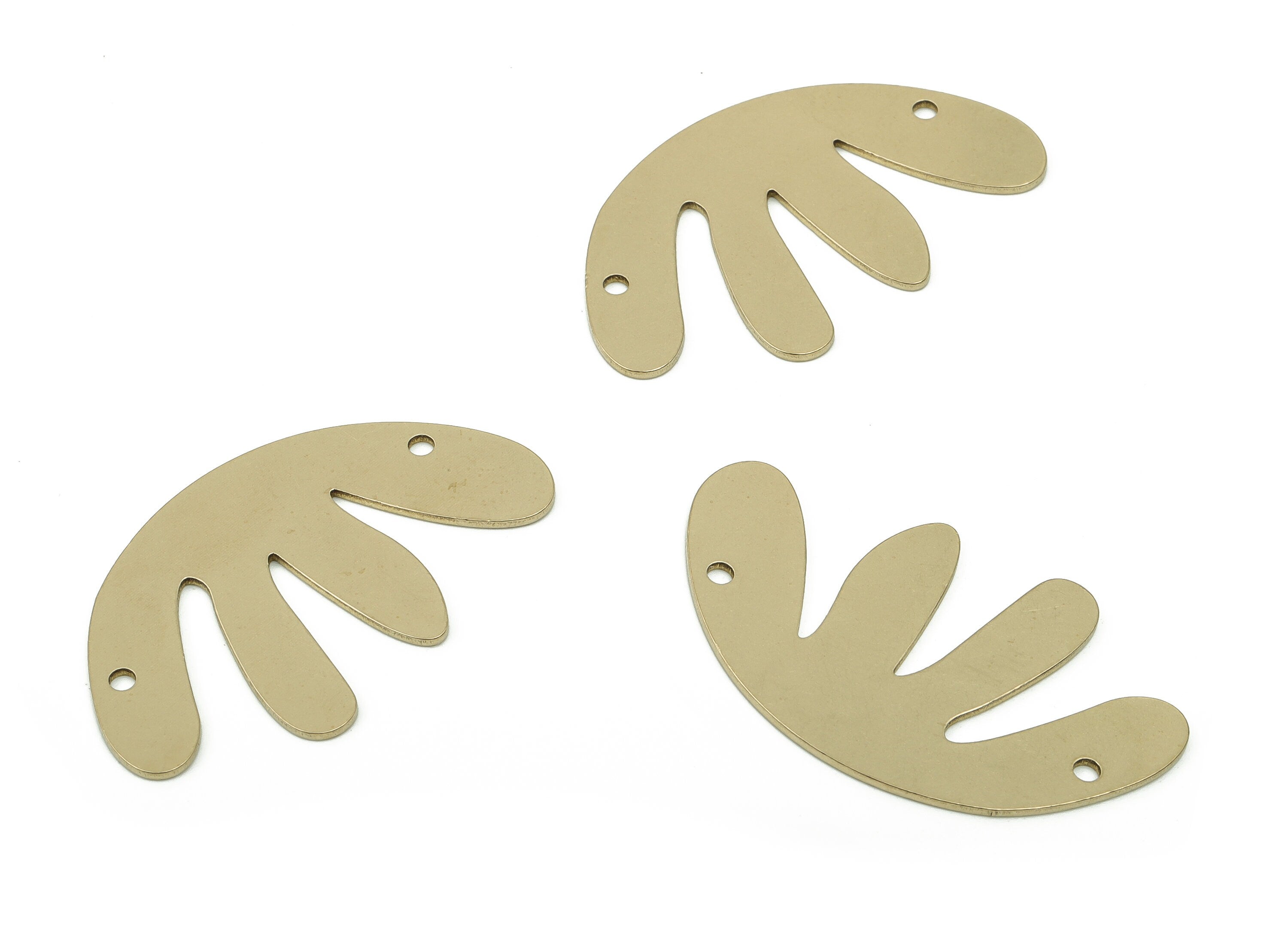 Brass D Earring Connector - Raw Brass Jellyfish Charms and Pendant - Jewelry Making Supplies - 37.85x22.6x0.8mm - PPA0005 - DOMEDBAZAAR