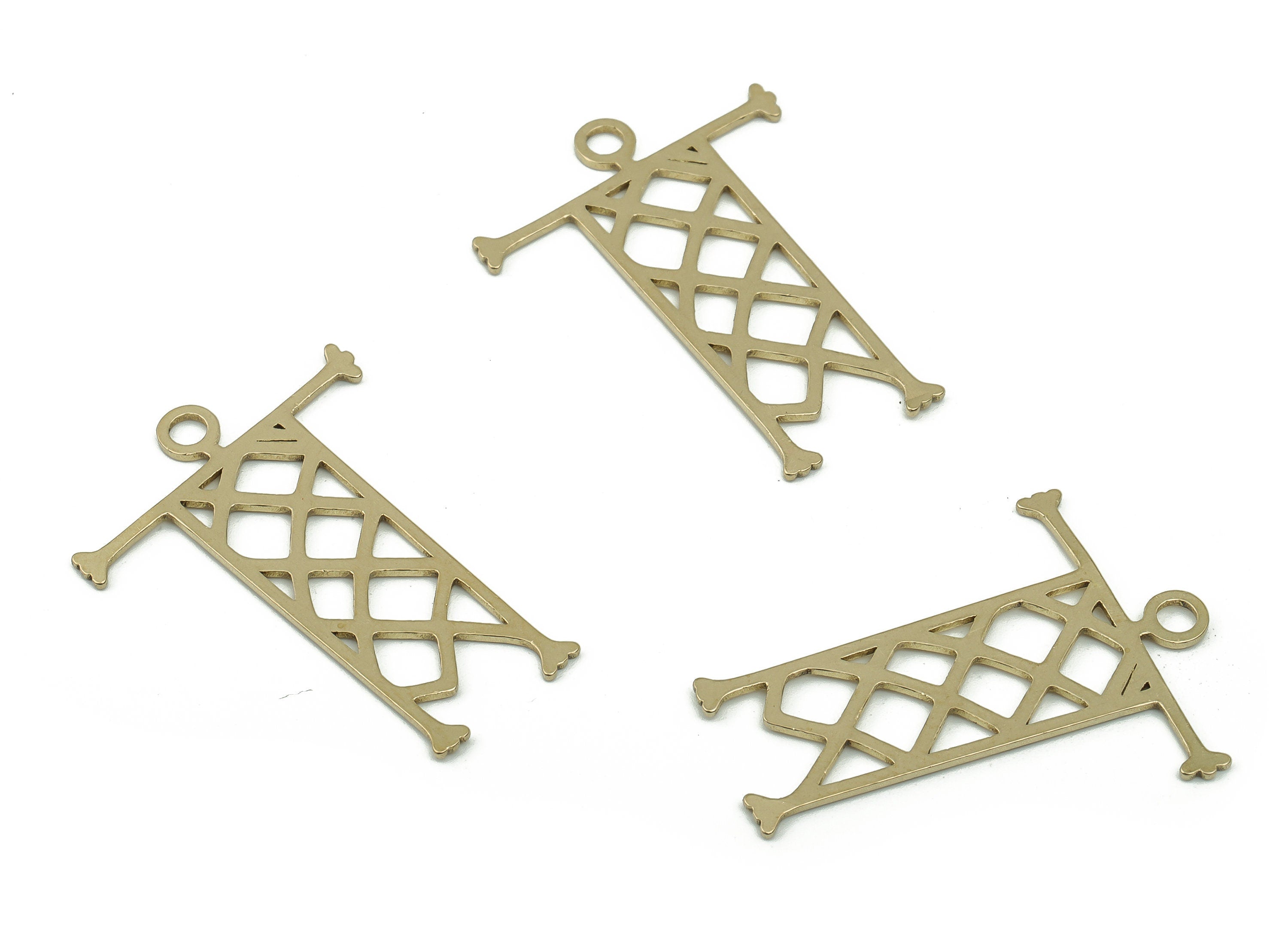 Brass Scarecrow Earring Charms - Raw Brass Scarecrow Pendant - Geometric Charm - Jewelry Making Supplies - 29.69x22.1x0.7mm - PPA0103 - DOMEDBAZAAR