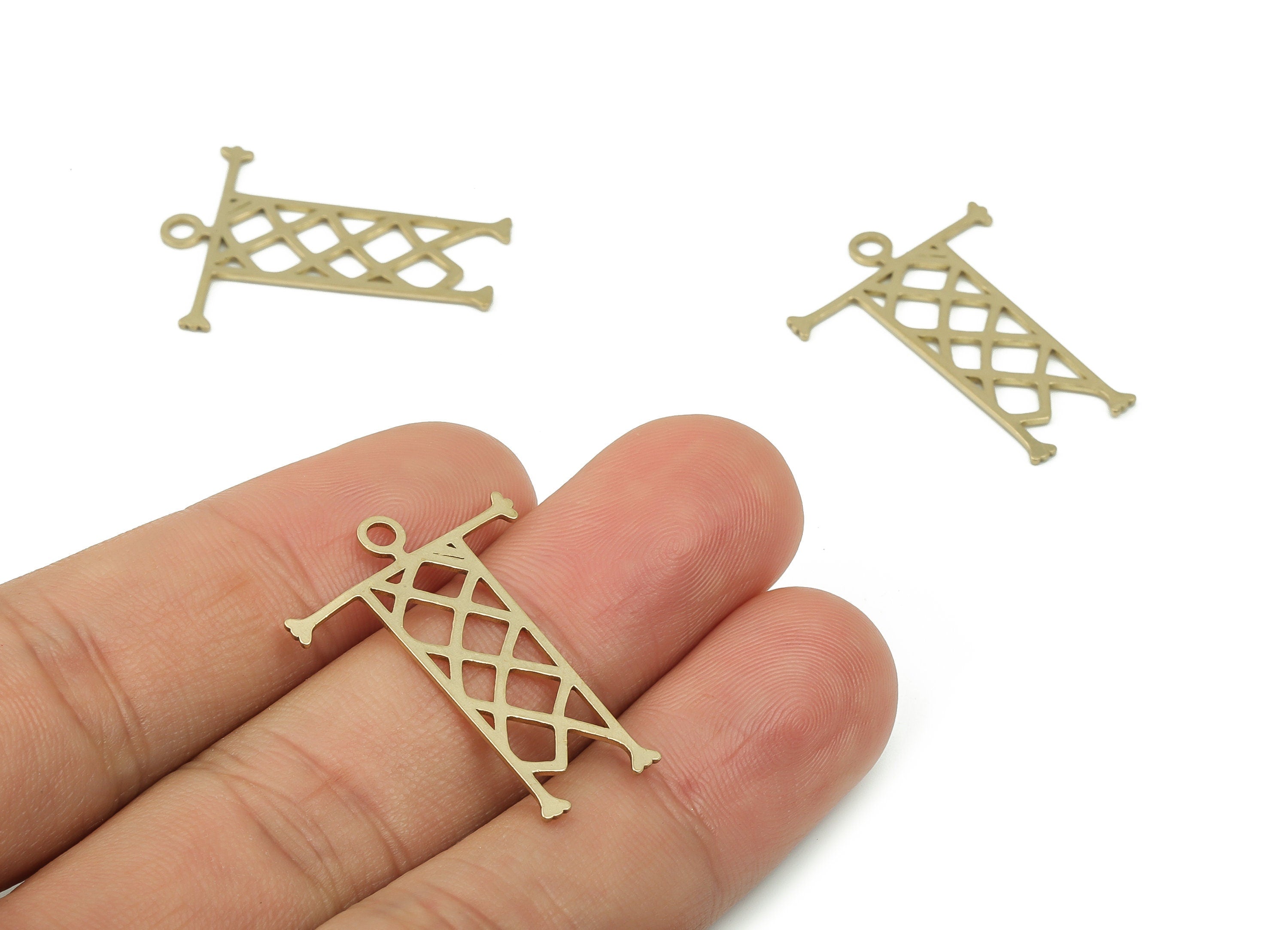 Brass Scarecrow Earring Charms - Raw Brass Scarecrow Pendant - Geometric Charm - Jewelry Making Supplies - 29.69x22.1x0.7mm - PPA0103 - DOMEDBAZAAR