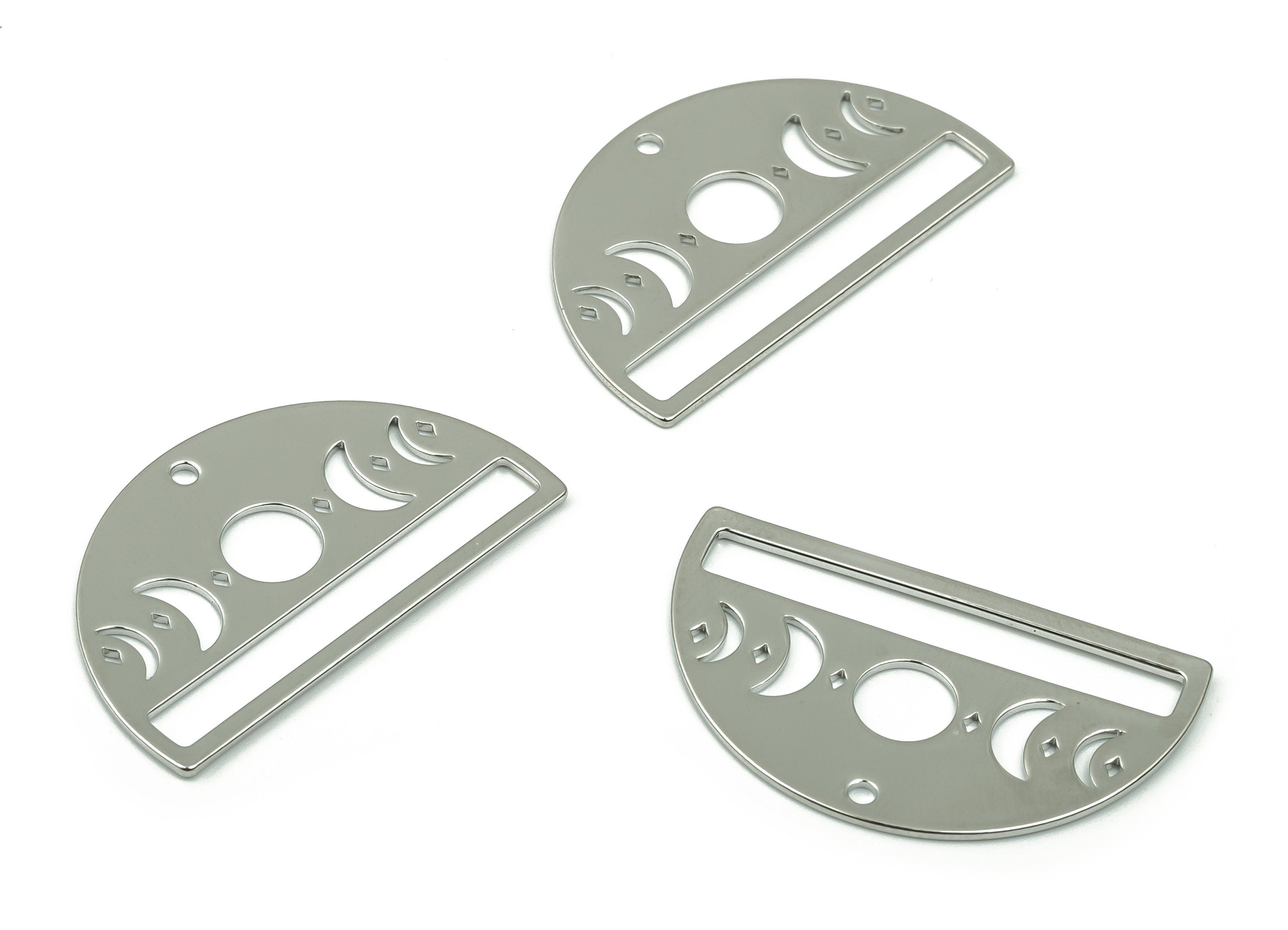 Moon Phase Semicircle Pendant - Brass Half Moon Earring Charms - Silver Tone Plated Brass - Jewelry Supplies - 29.07x17.15x0.78mm - PPM3719S - DOMEDBAZAAR