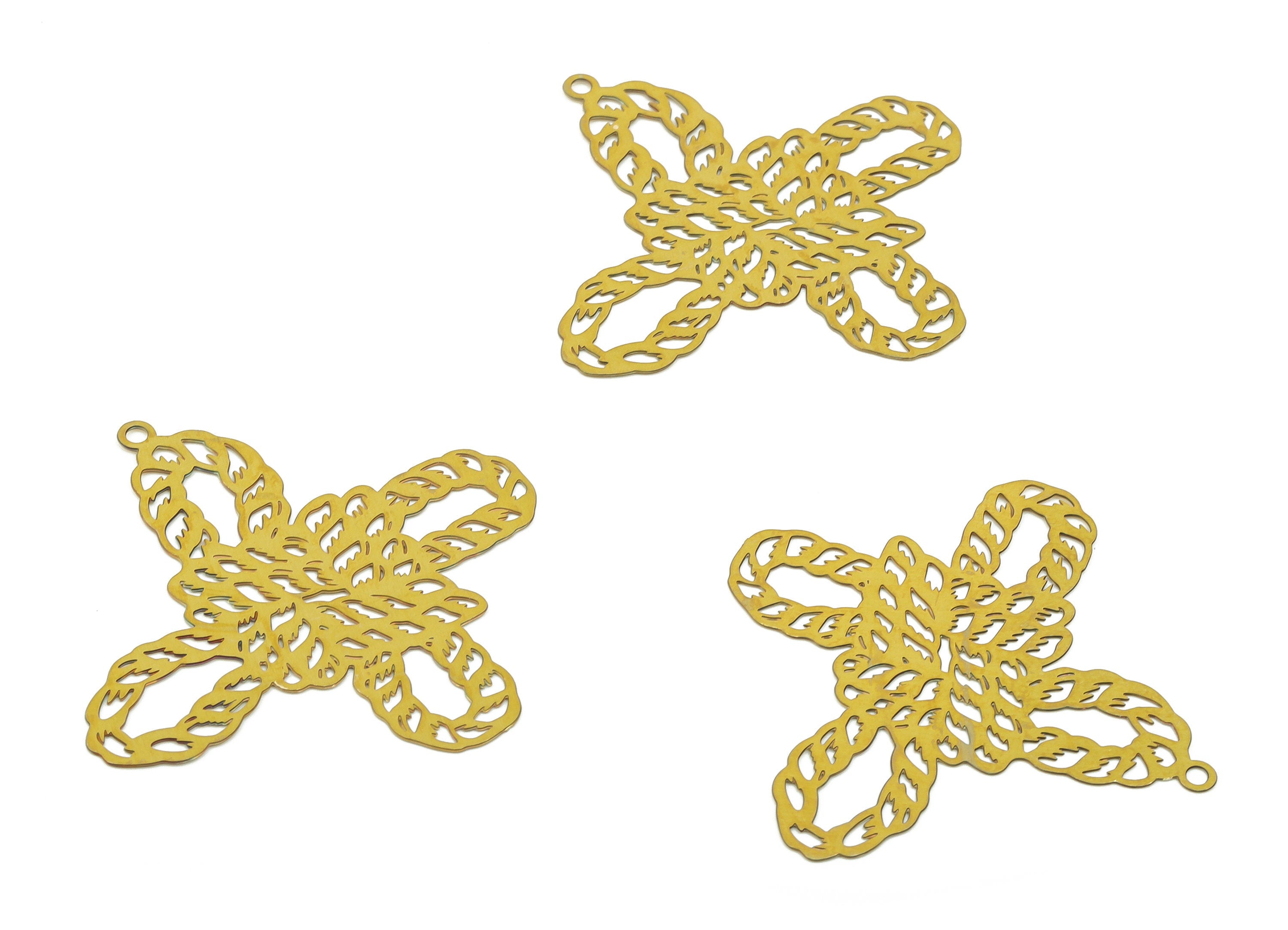 Brass Twisted Rope Chain Charm - Raw Brass Twisted Chain Pendant - DIY Jewelry Making Supplies - 30.07x28.9x0.3mm - JJB6785 - DOMEDBAZAAR