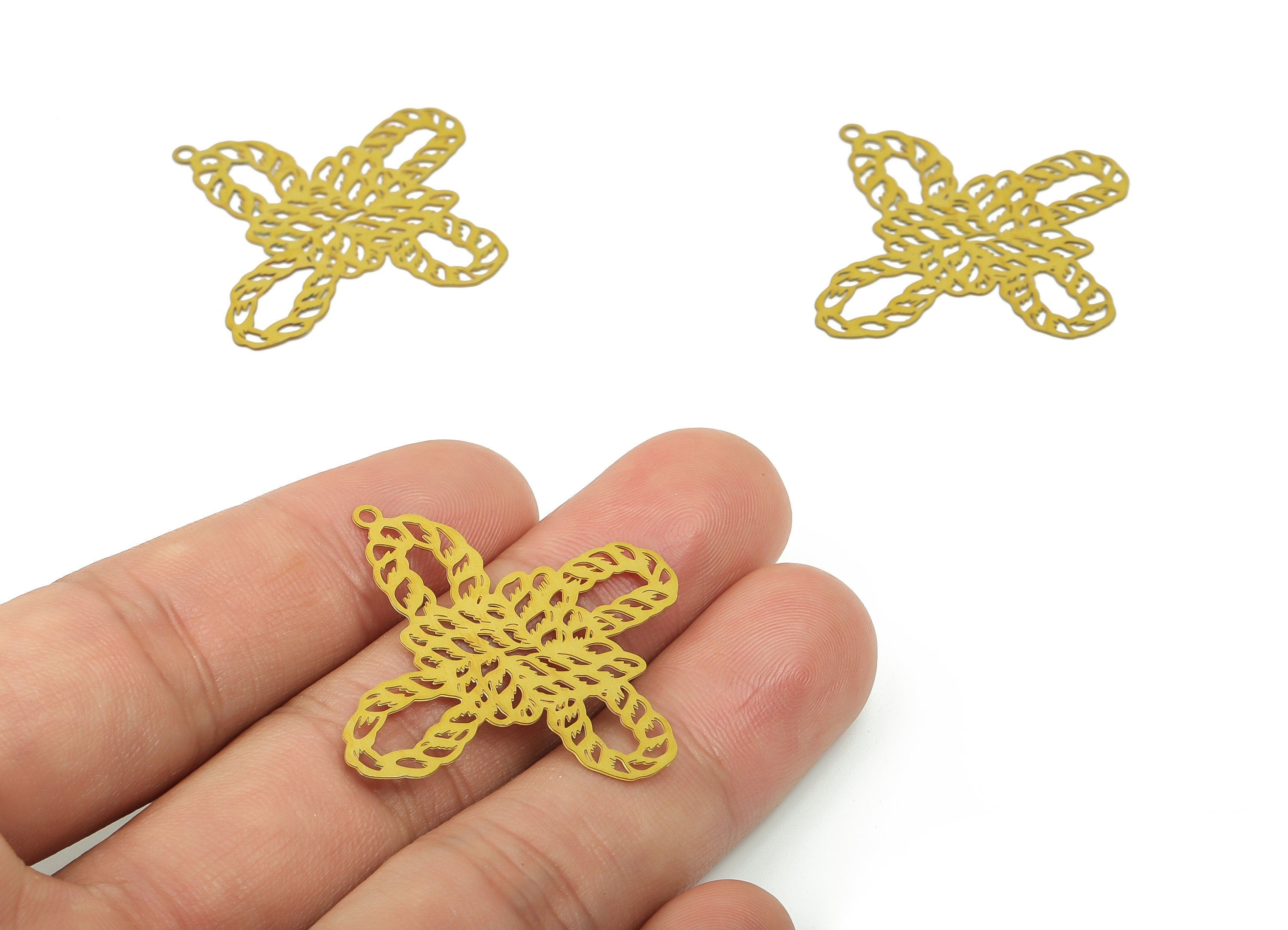 Brass Twisted Rope Chain Charm - Raw Brass Twisted Chain Pendant - DIY Jewelry Making Supplies - 30.07x28.9x0.3mm - JJB6785 - DOMEDBAZAAR