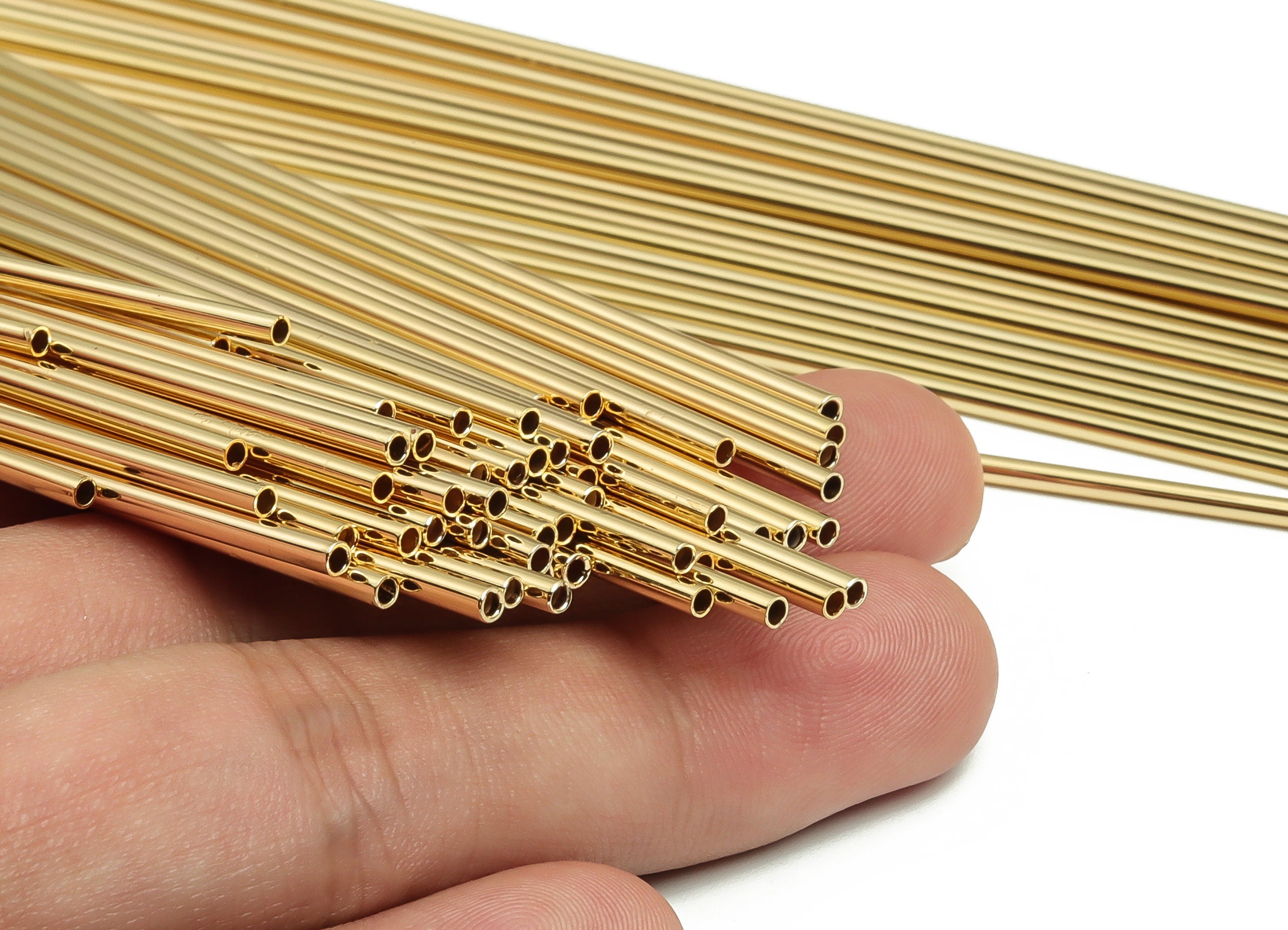 Brass Himmeli Tubes - Brass Himmeli DIY Tube Beads - Geometric Shapes - For Air Plants - 18k Real Gold Plated Brass -2x0.2x160mm-RGP4048-160 - DOMEDBAZAAR