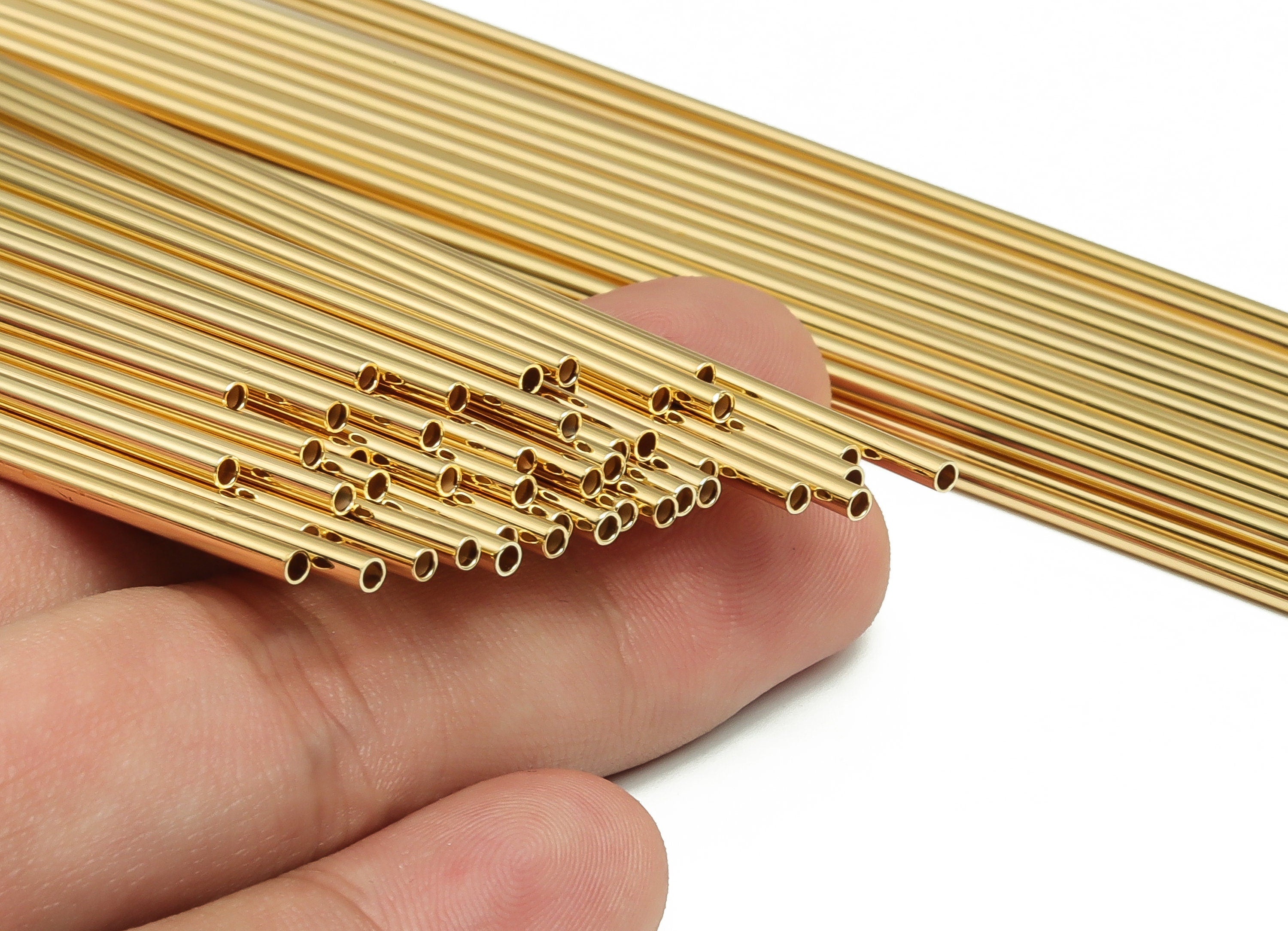 Brass Himmeli Tubes - Brass Himmeli DIY Tube Beads - Geometric Shapes - For Air Plants - 18k Real Gold Plated Brass -2x0.2x170mm-RGP4048-170 - DOMEDBAZAAR