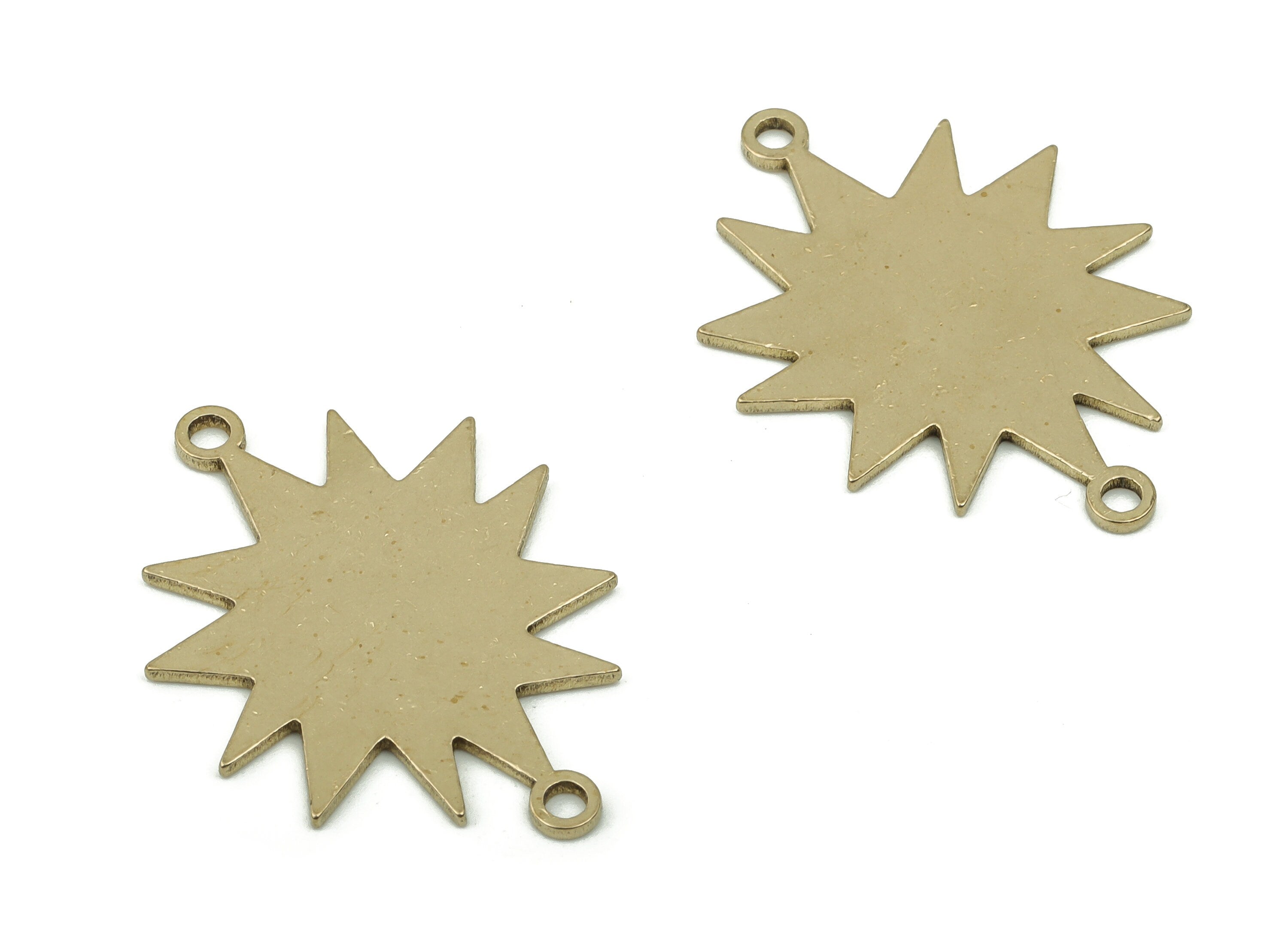 Stamping Blank Brass Sun Earring Connectors - Raw Brass Sun Charms and Pendant - Jewelry Making Supplies - 24.86x18.59x0.9mm - PPA0001 - DOMEDBAZAAR