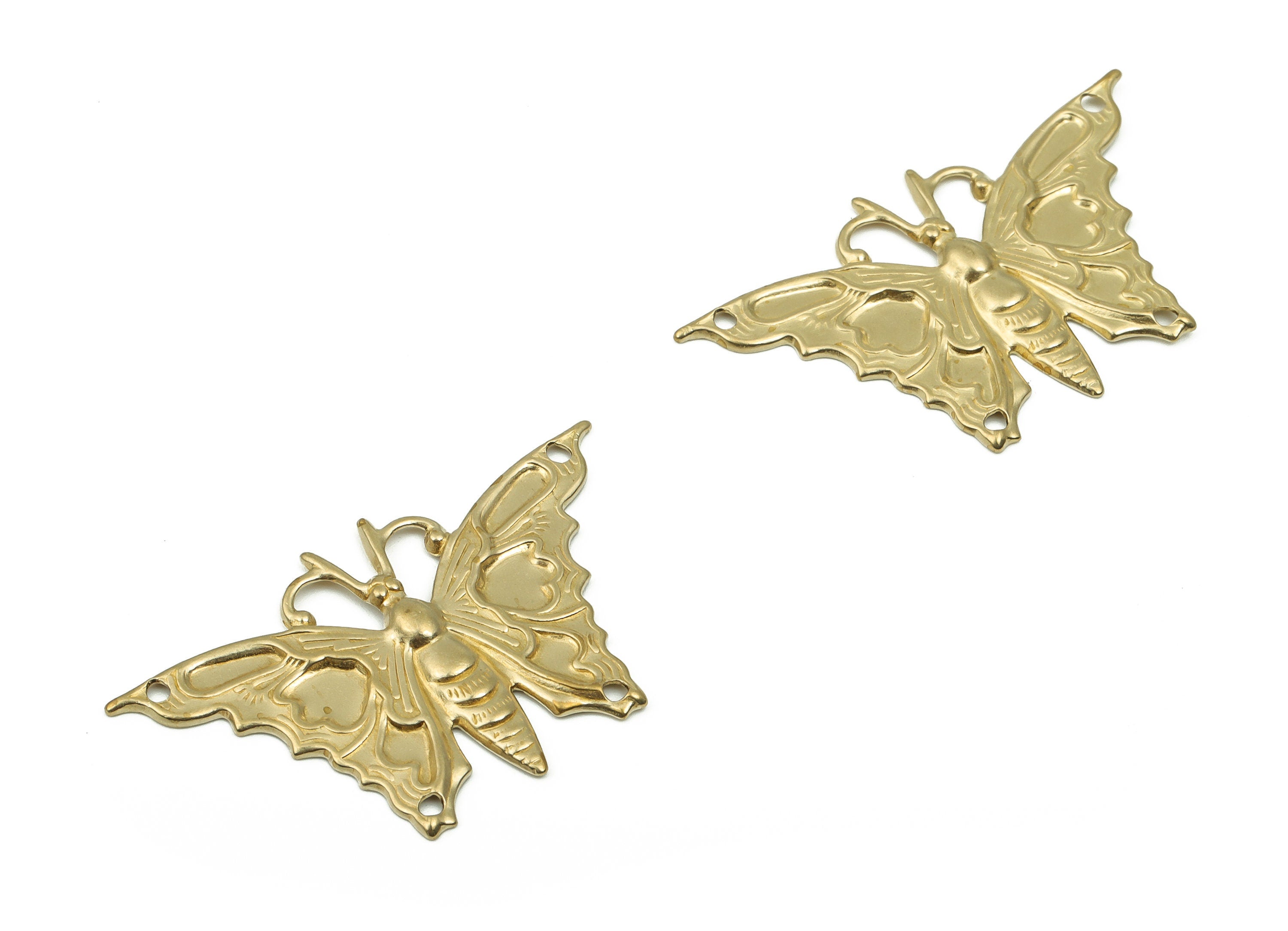 Raw Brass Butterfly Charm - Brass Animal Pendant Charm - Brass Earring Charm - Connector Charm - Jewelry Supplies -34.8x21.28x1.49mm-PP4820 - DOMEDBAZAAR