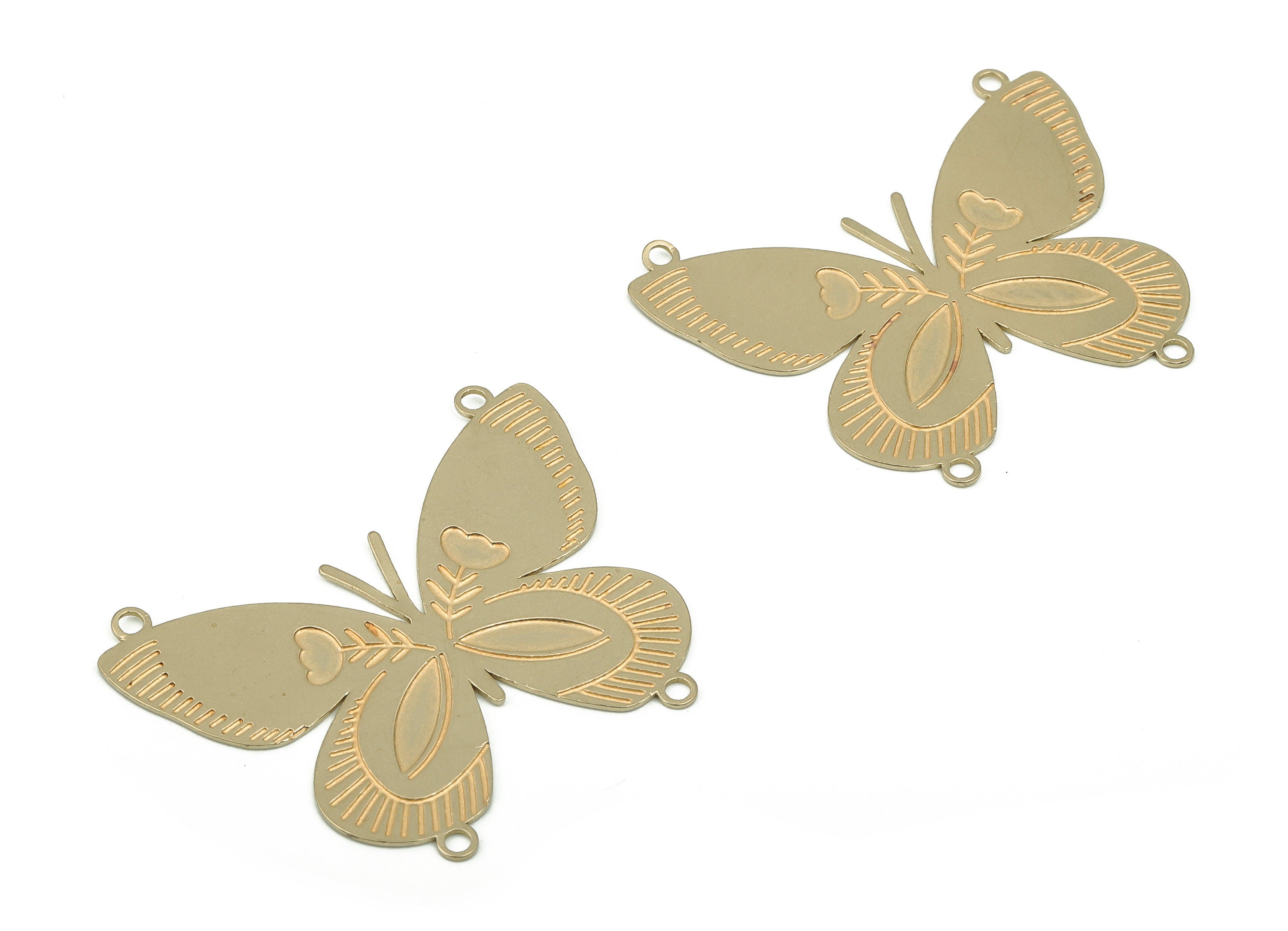 Brass Butterfly Earring Connectors - Raw Brass Flowers Charms and Pendant - DIY Jewelry Making Supplies - 39.86x32.63x0.66mm - PPA0046 - DOMEDBAZAAR