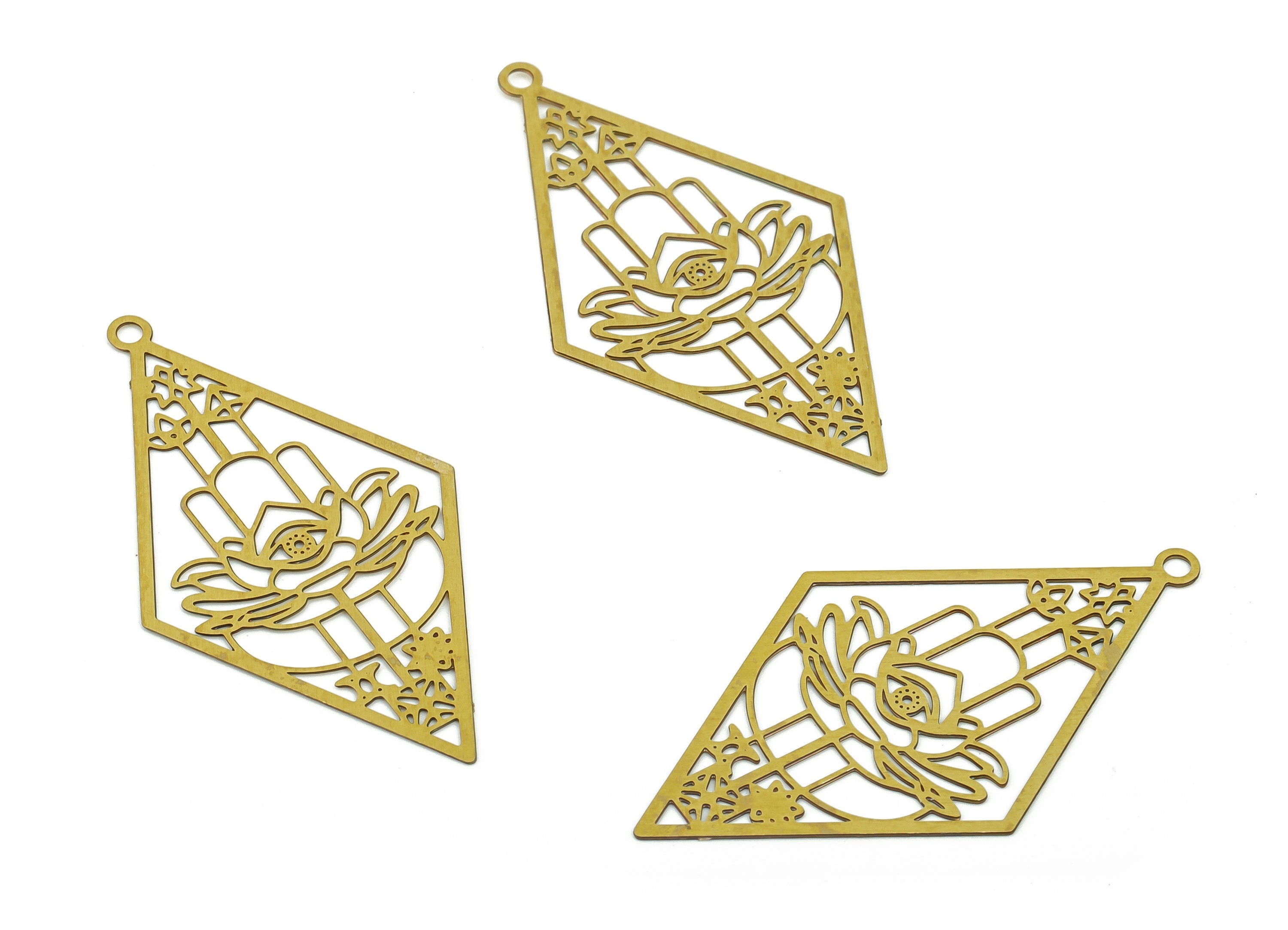 Brass Triangle Pendant Charm - Brass Earring Charm - Diamond Earrings Charm - Laser Cut Charm - Jewelry Supplies -37.42x20.87x0.34mm-JJB6779 - DOMEDBAZAAR