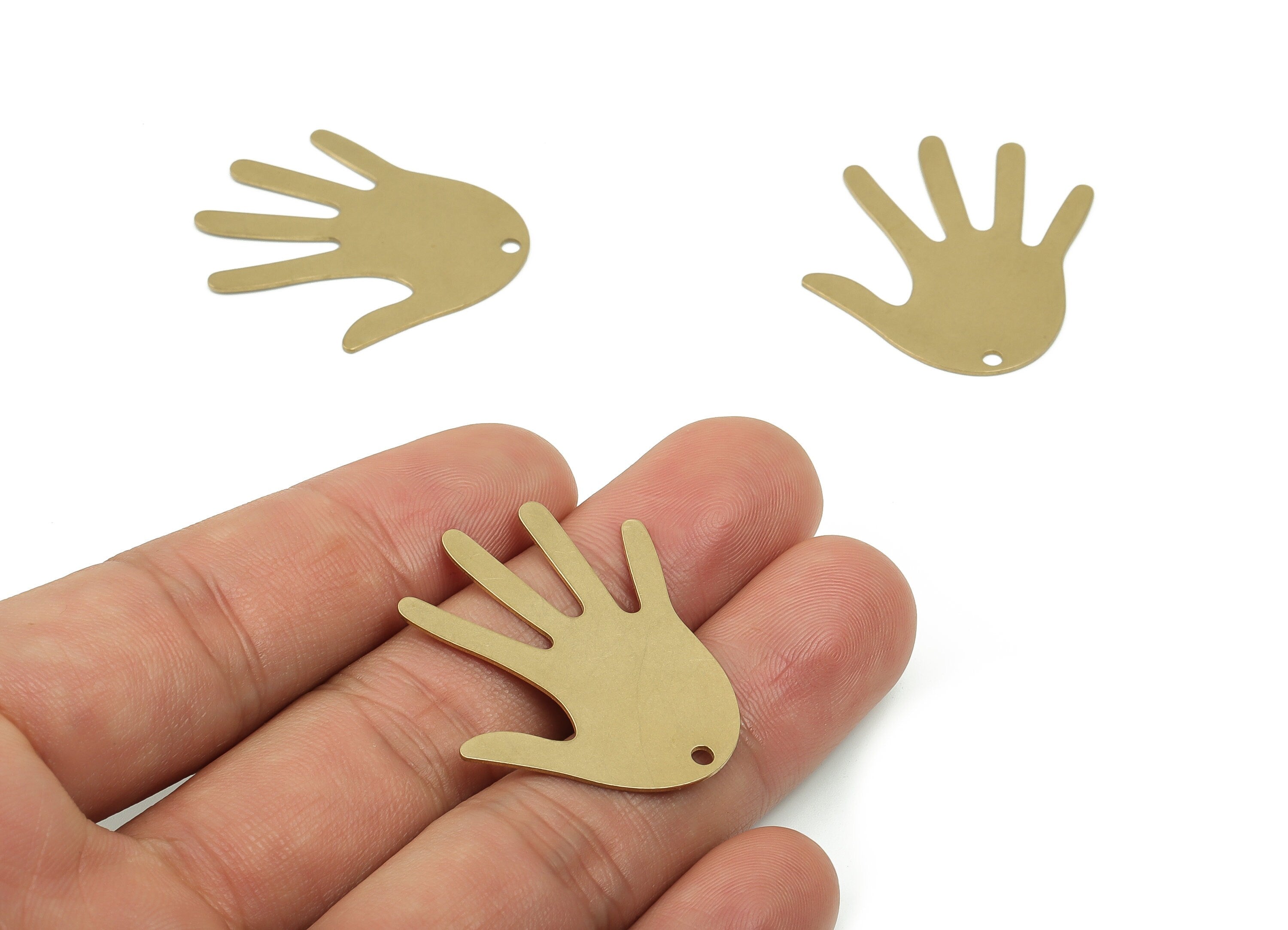 Personalized stamping blank - Hand Brass Charms - Raw Brass Hand Earring Charms - Jewelry Making - 34.85x33.16x0.63mm - PPA0017 - DOMEDBAZAAR
