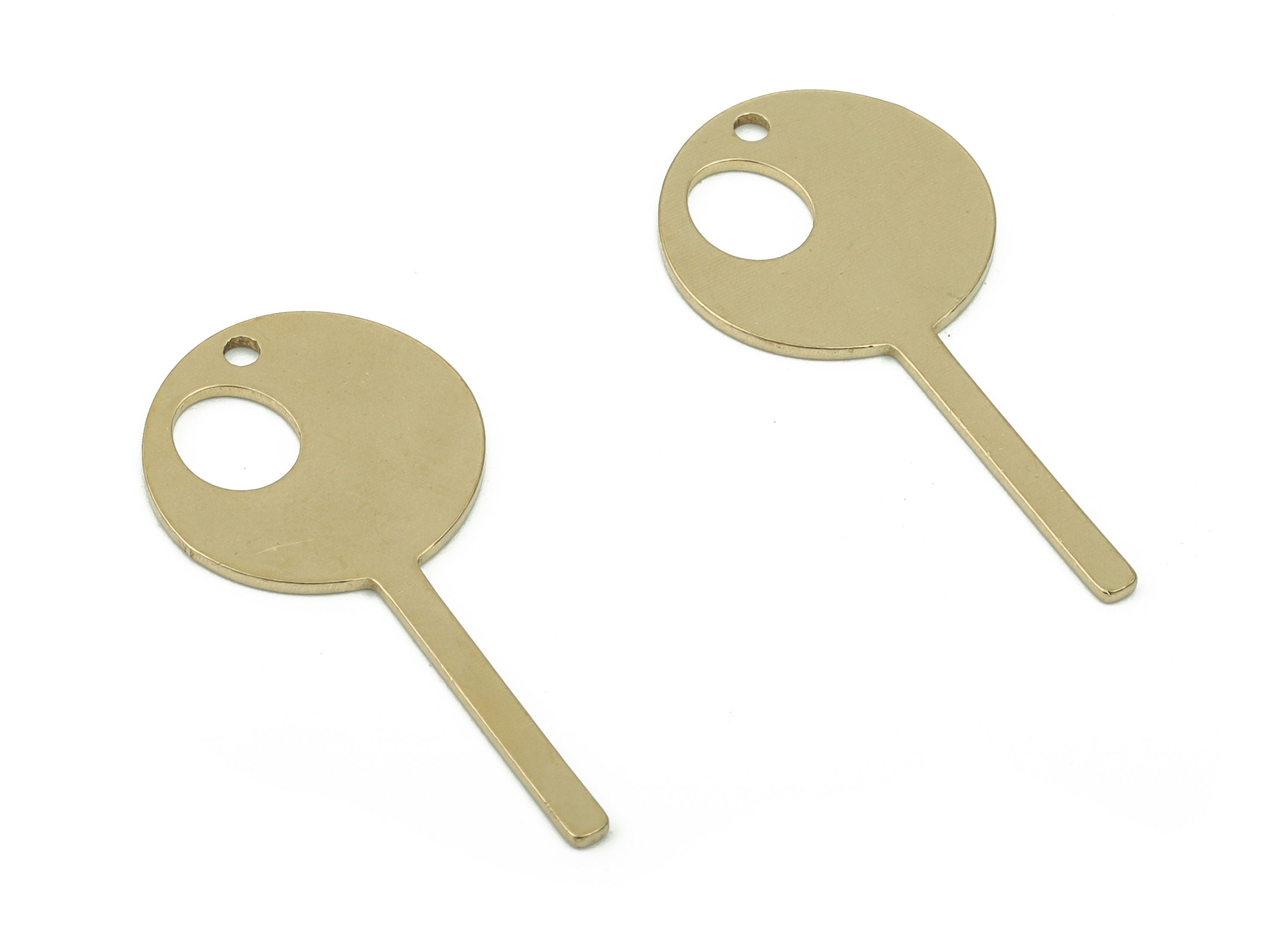 Stamping Blank Brass Lollipop Earring Charms - Raw Brass Key Pendant - Jewelry Making Supplies - 29.83x14.17x0.83mm - PPA0050 - DOMEDBAZAAR