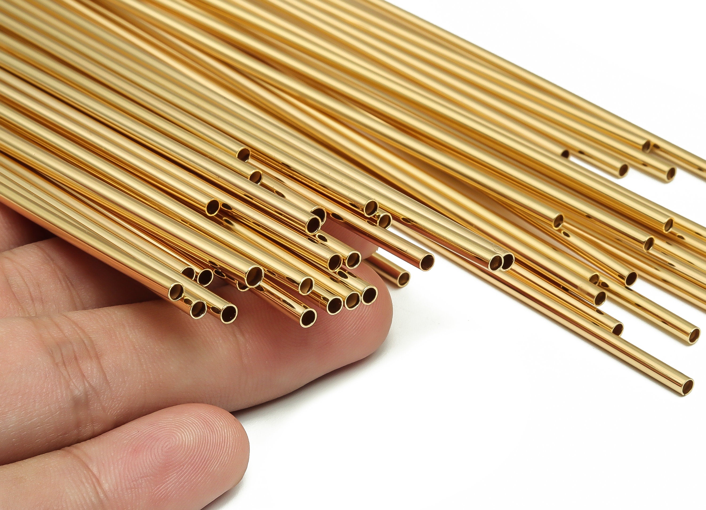 Brass Himmeli Tubes -Brass Himmeli DIY Tube Beads - Geometric Shapes - For Plants - 18k Real Gold Plated Brass -2.5x0.2x275mm- RGP4049-275 - DOMEDBAZAAR