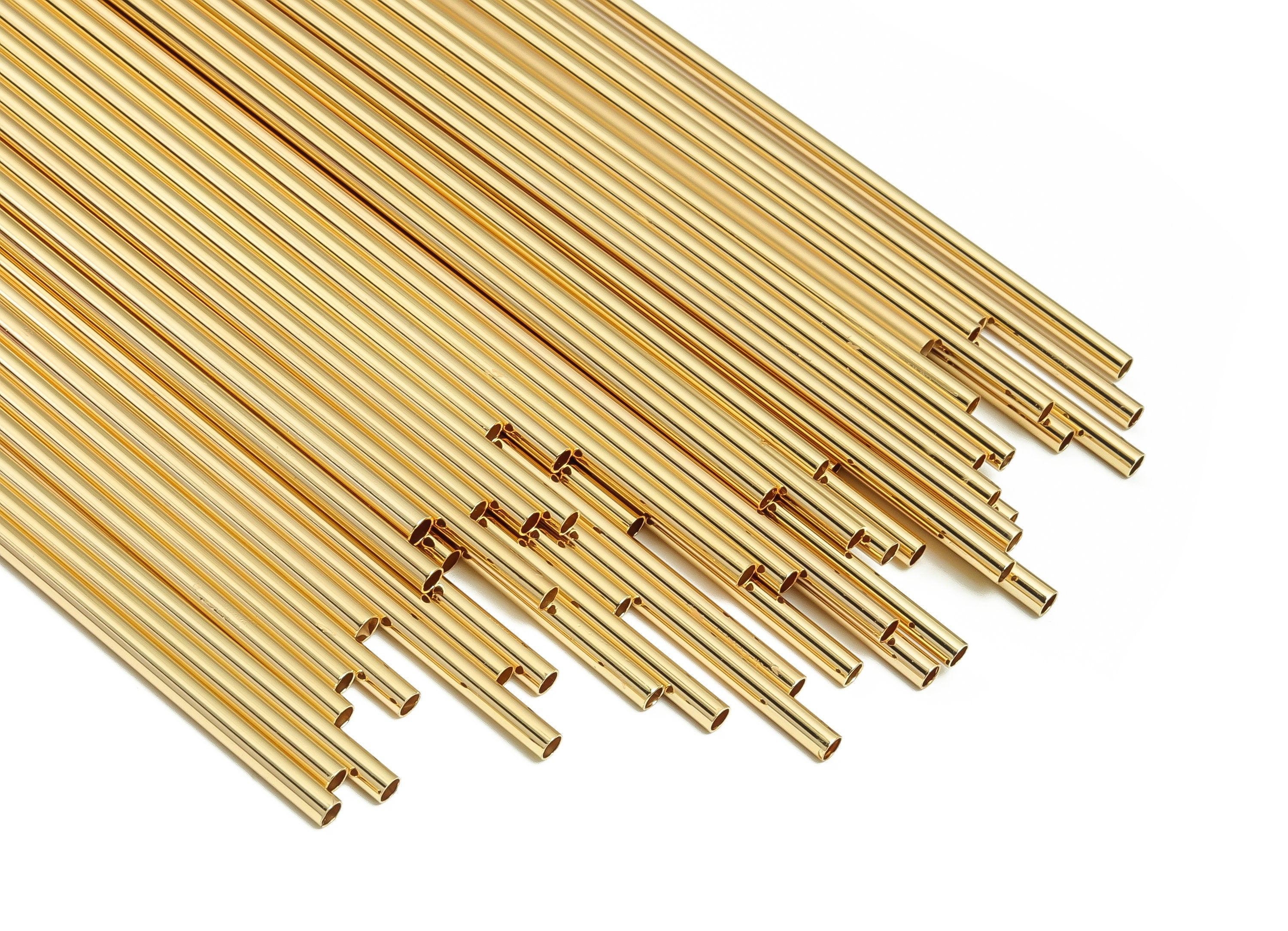 Brass Himmeli Tubes -Brass Himmeli DIY Tube Beads - Geometric Shapes - For Air Plants - 18k Real Gold Plated Brass -3x0.2x200mm- RGP4050-200 - DOMEDBAZAAR