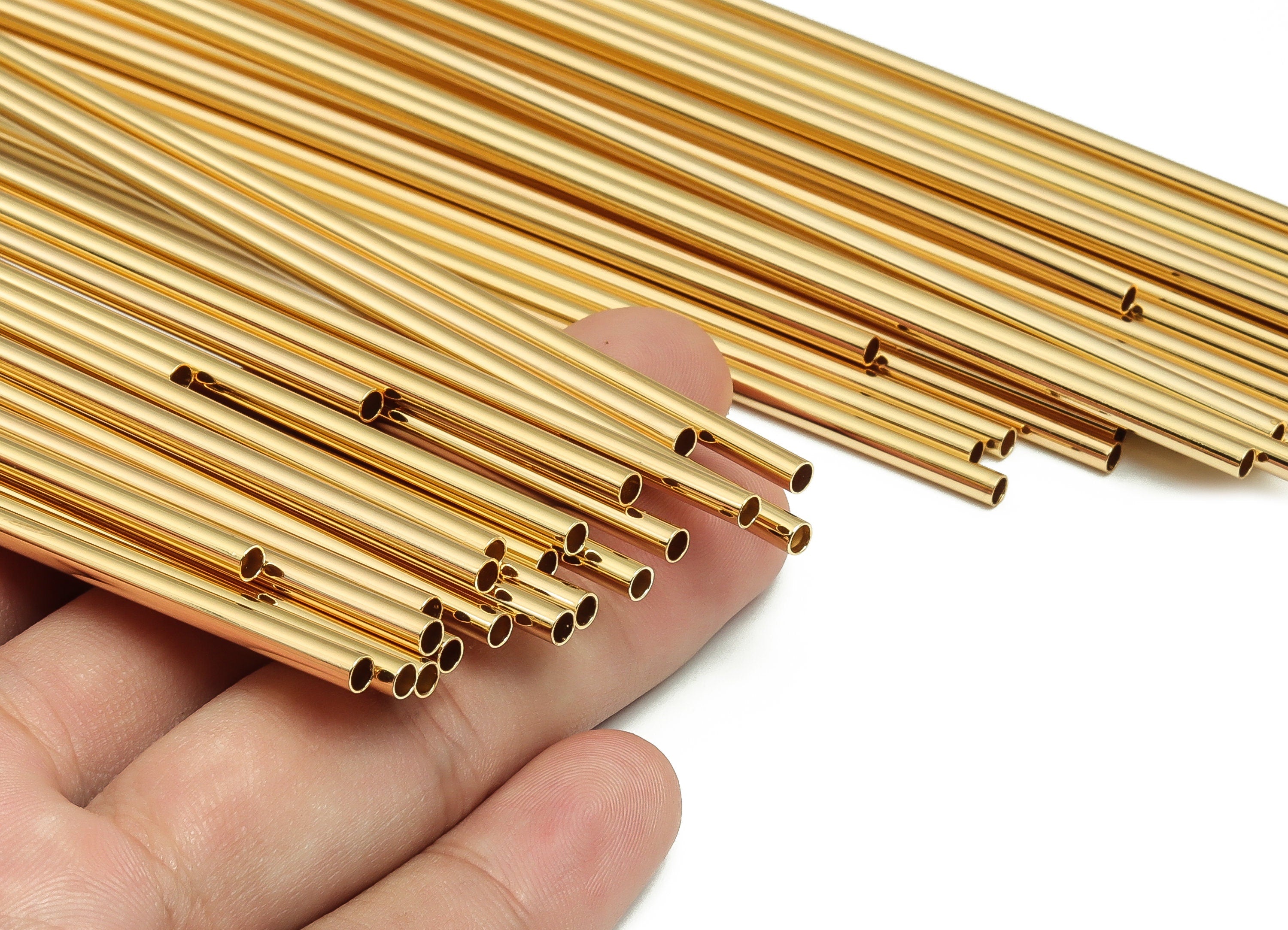 Brass Himmeli Tubes -Brass Himmeli DIY Tube Beads - Geometric Shapes - For Air Plants - 18k Real Gold Plated Brass -3x0.2x350mm- RGP4050-350 - DOMEDBAZAAR