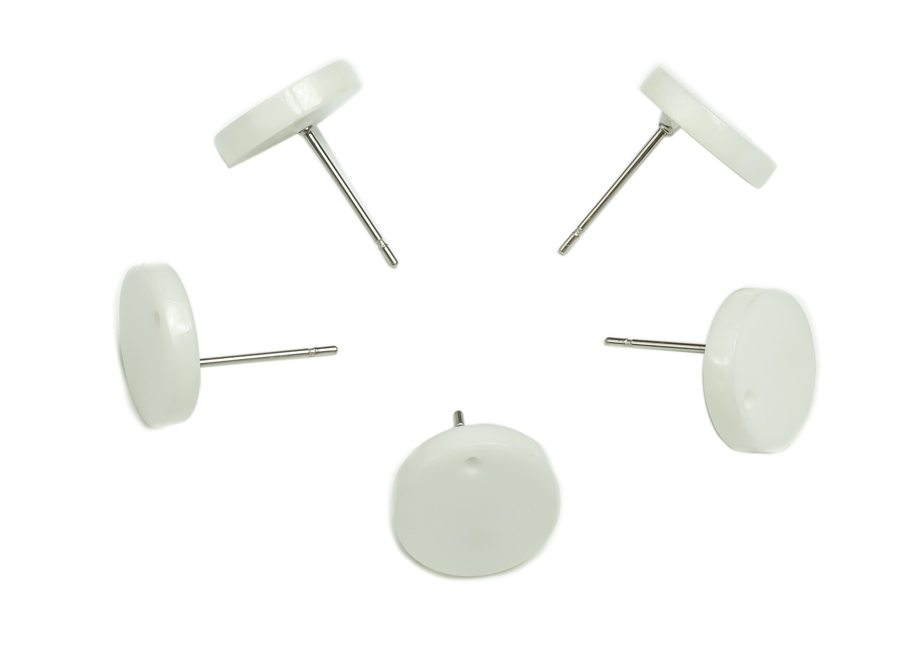 Acrylic Round Earring Stud - Acrylic Circle Earring Post - 316 Surgical Stainless Steel - Color Code: A134 - 11.75x11.73x2.3mm - AC1139-A134 - DOMEDBAZAAR