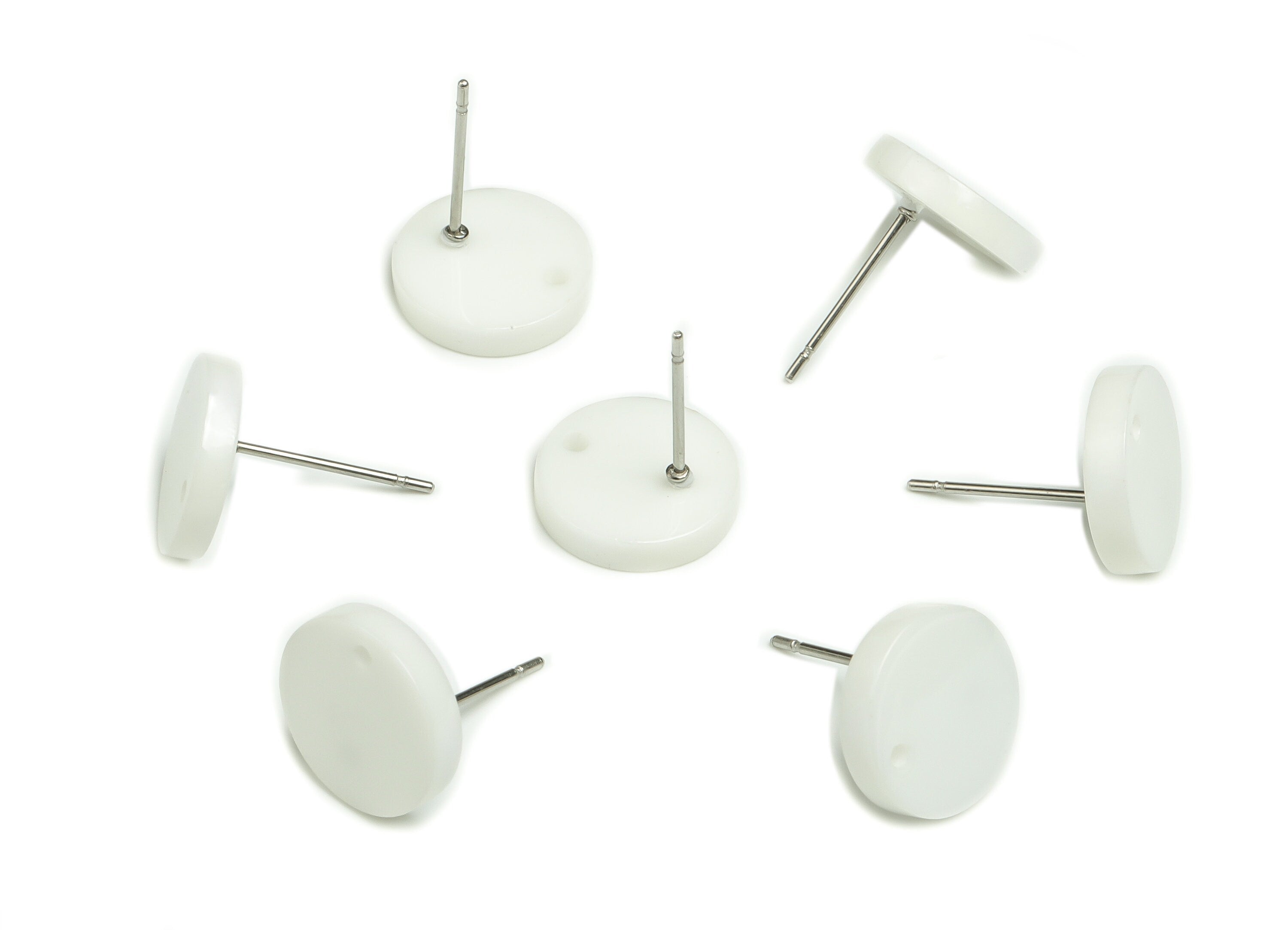 Acrylic Round Earring Stud - Acrylic Circle Earring Post - 316 Surgical Stainless Steel - Color Code: A134 - 11.75x11.73x2.3mm - AC1139-A134 - DOMEDBAZAAR